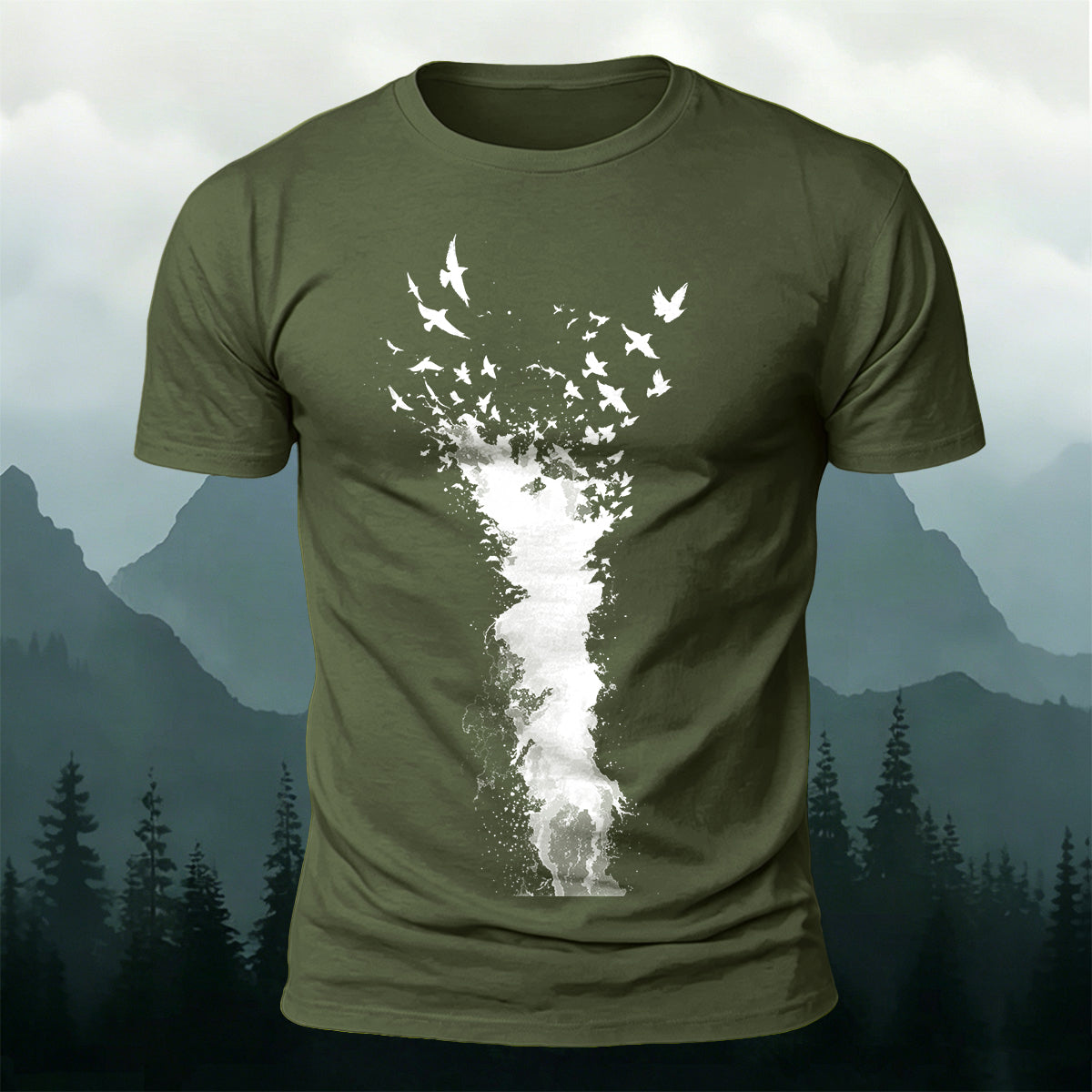 Splash Art Birds Wildlife Premium Cotton T-Shirt