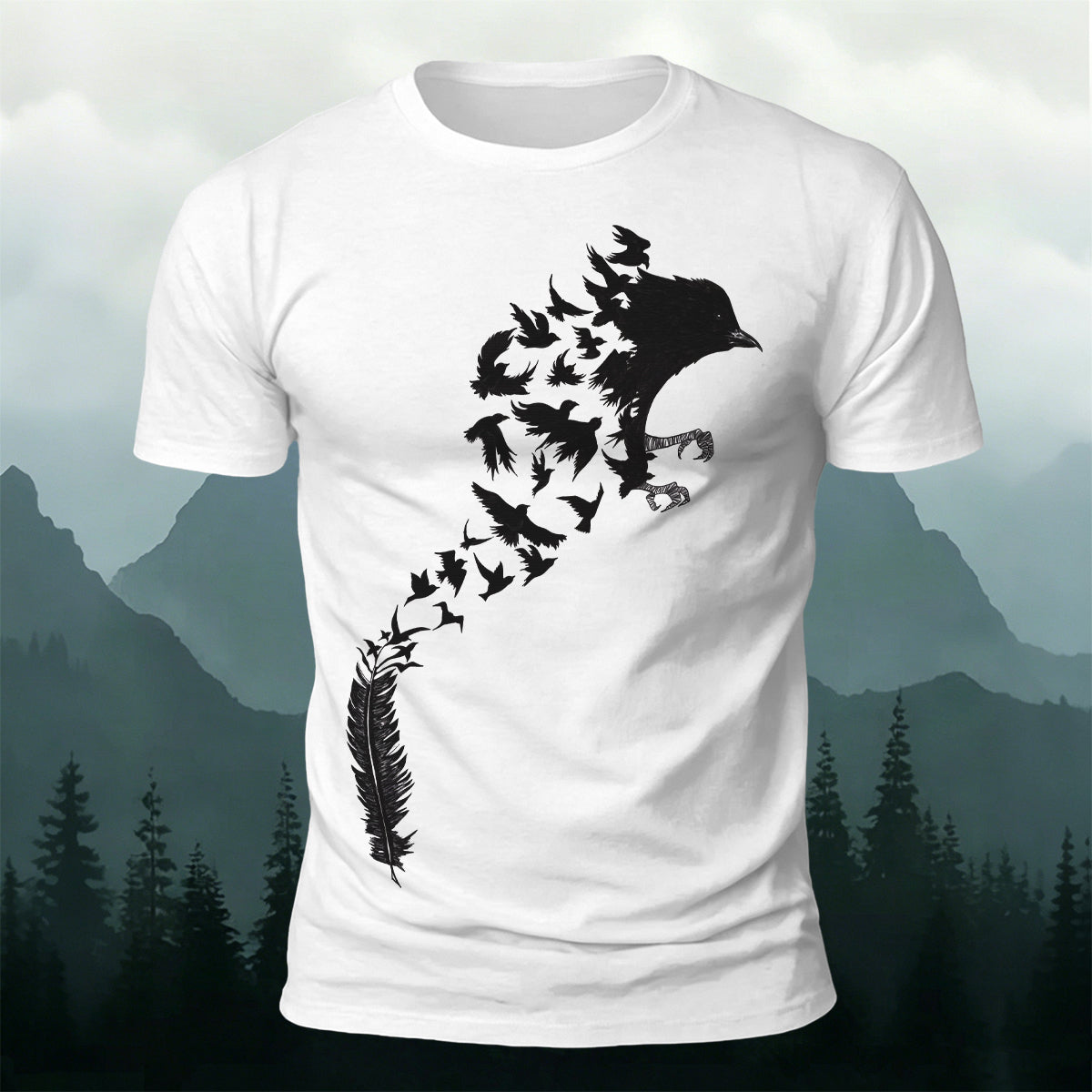 Creative Raven Silhouette Graphic Premium Cotton Tee