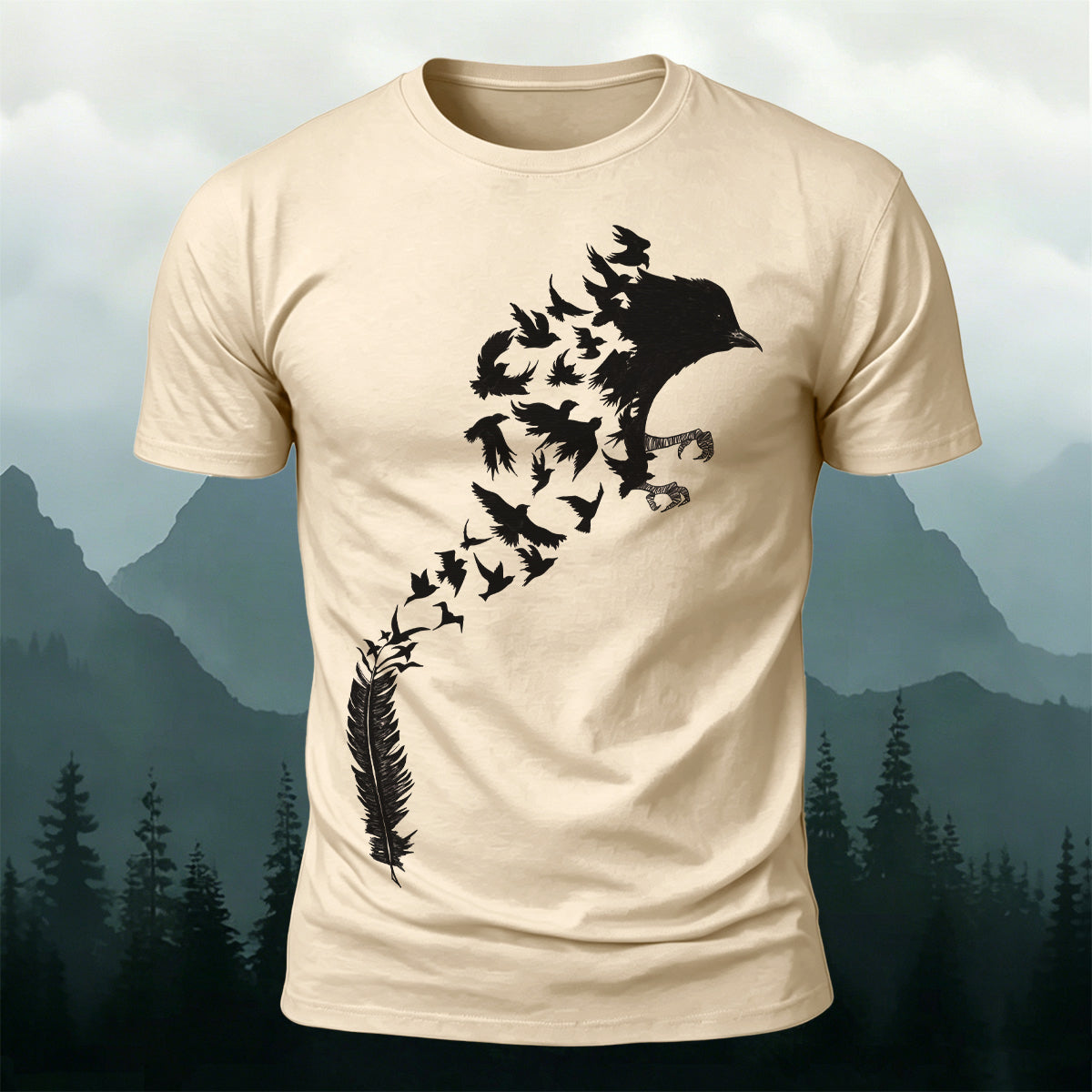 Creative Raven Silhouette Graphic Premium Cotton Tee