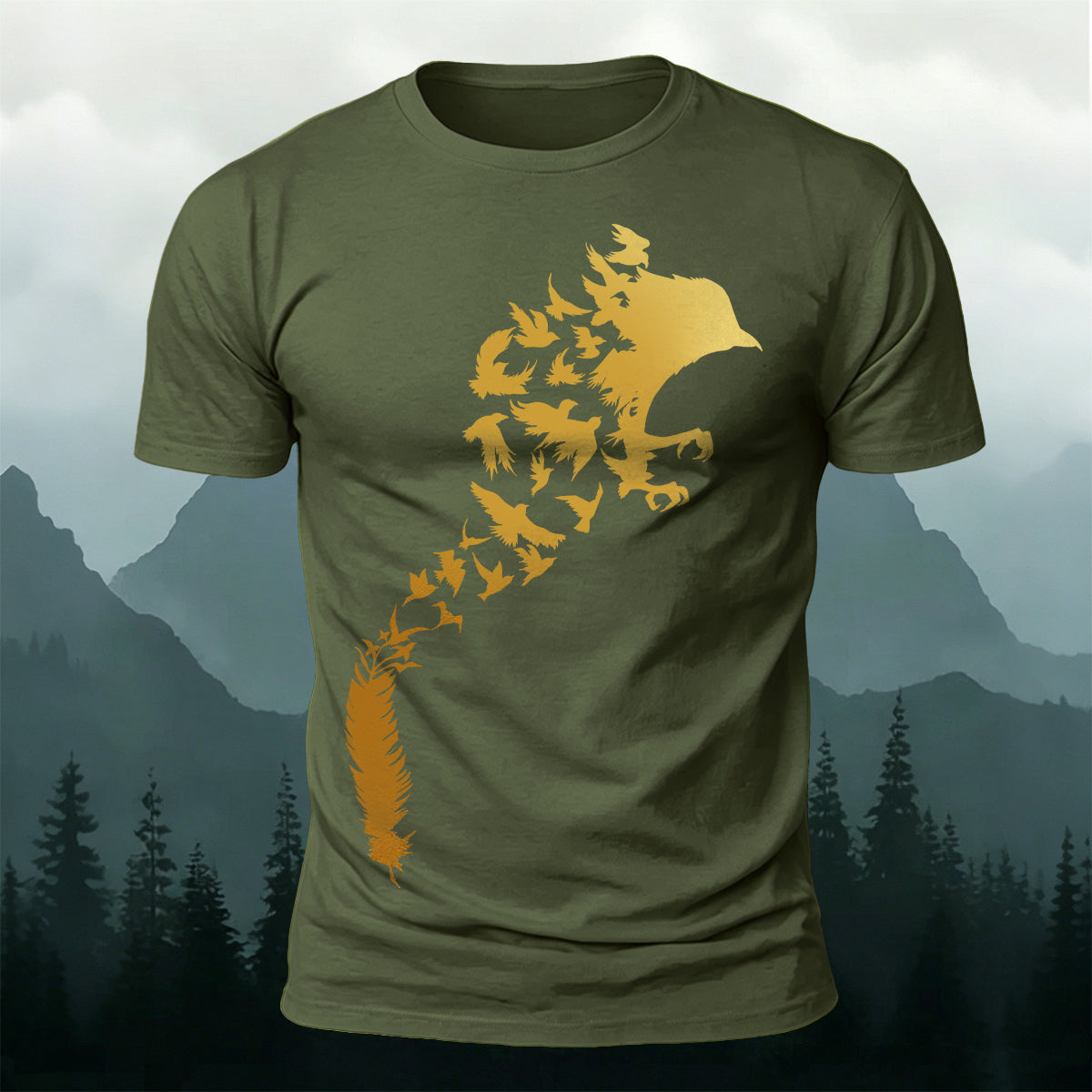 Creative Raven Silhouette Graphic Premium Cotton Tee