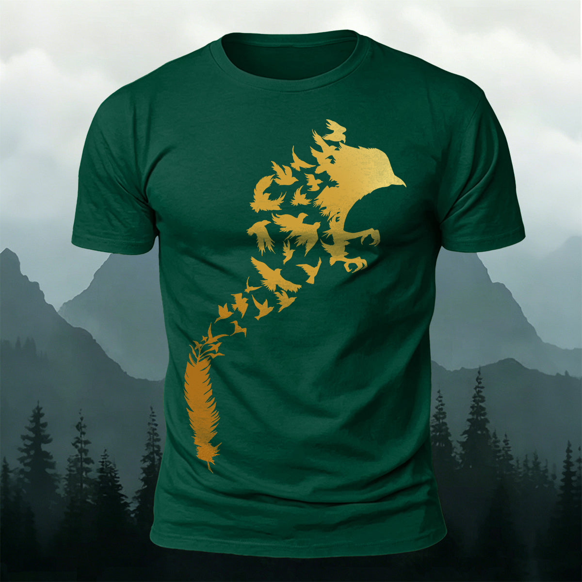 Creative Raven Silhouette Graphic Premium Cotton Tee