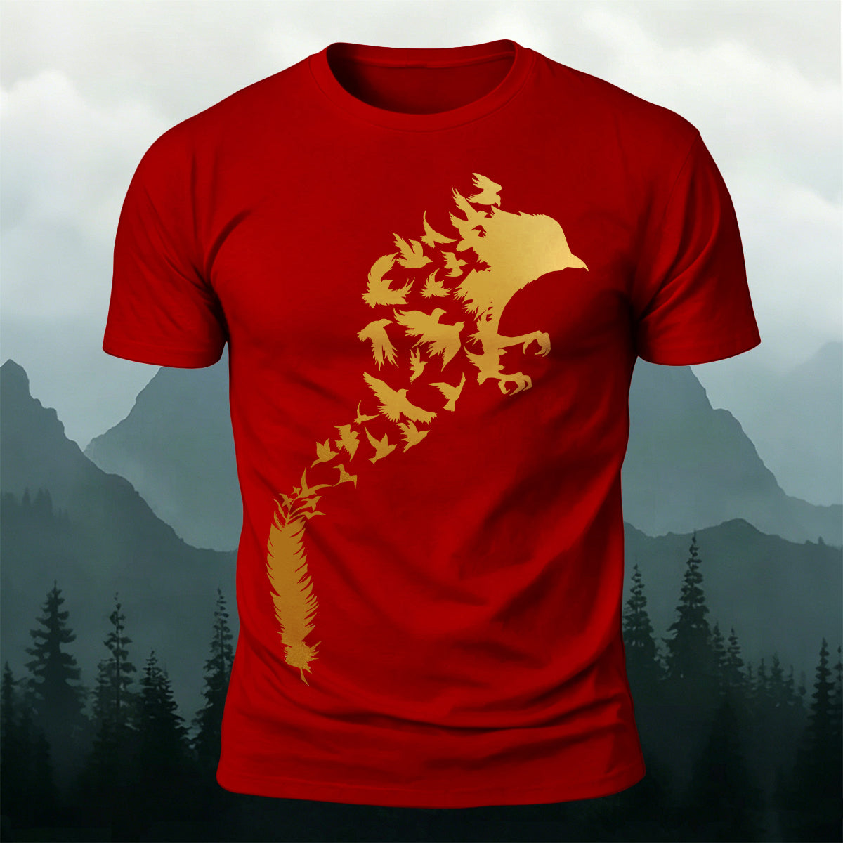Creative Raven Silhouette Graphic Premium Cotton Tee