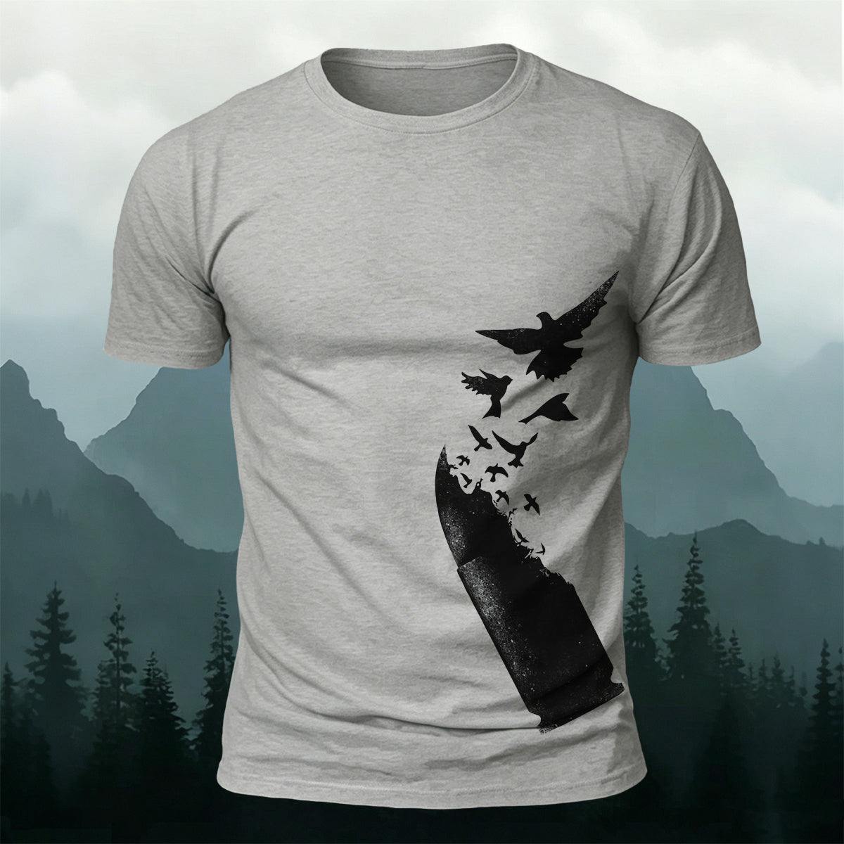 Bullet Dissolve To Birds Premium Cotton Casual T-Shirt