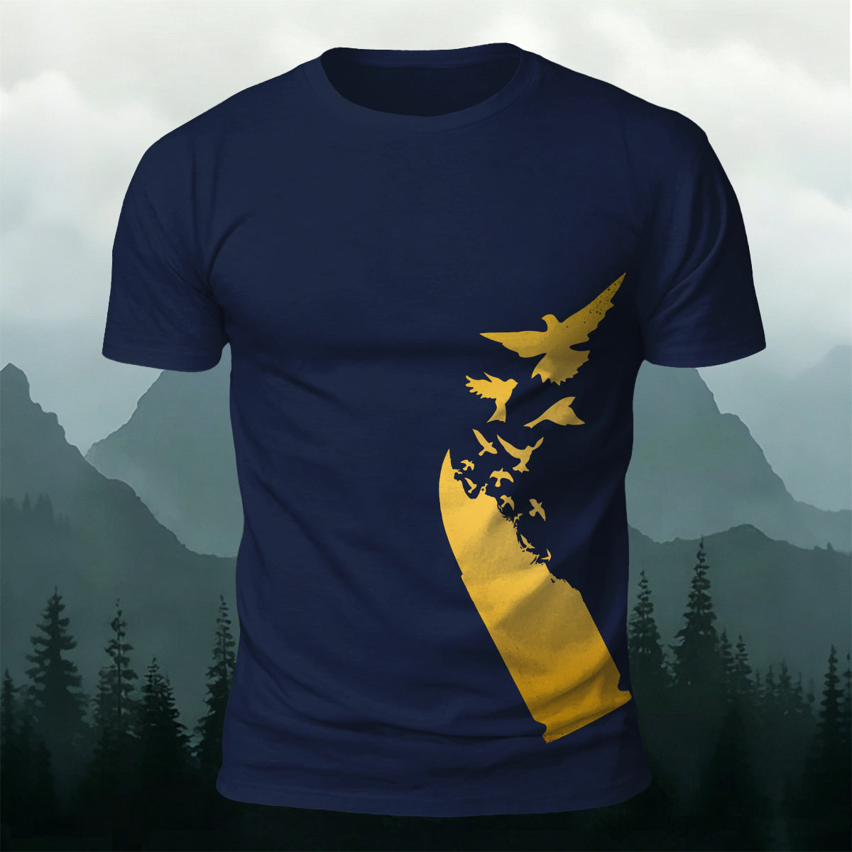 Bullet Dissolve To Birds Premium Cotton Casual T-Shirt