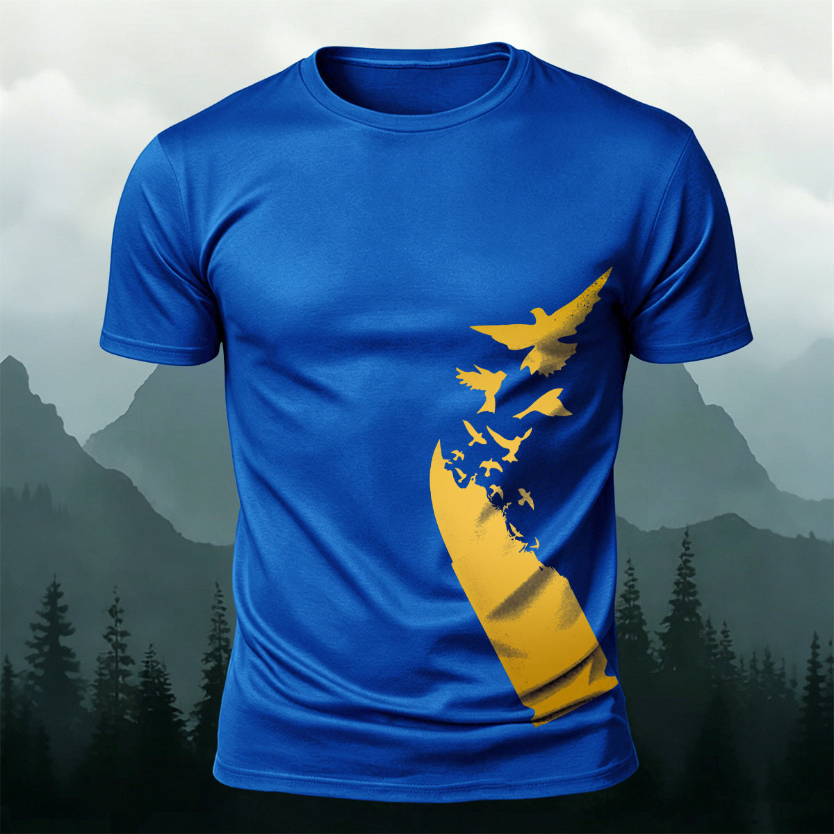 Bullet Dissolve To Birds Premium Cotton Casual T-Shirt
