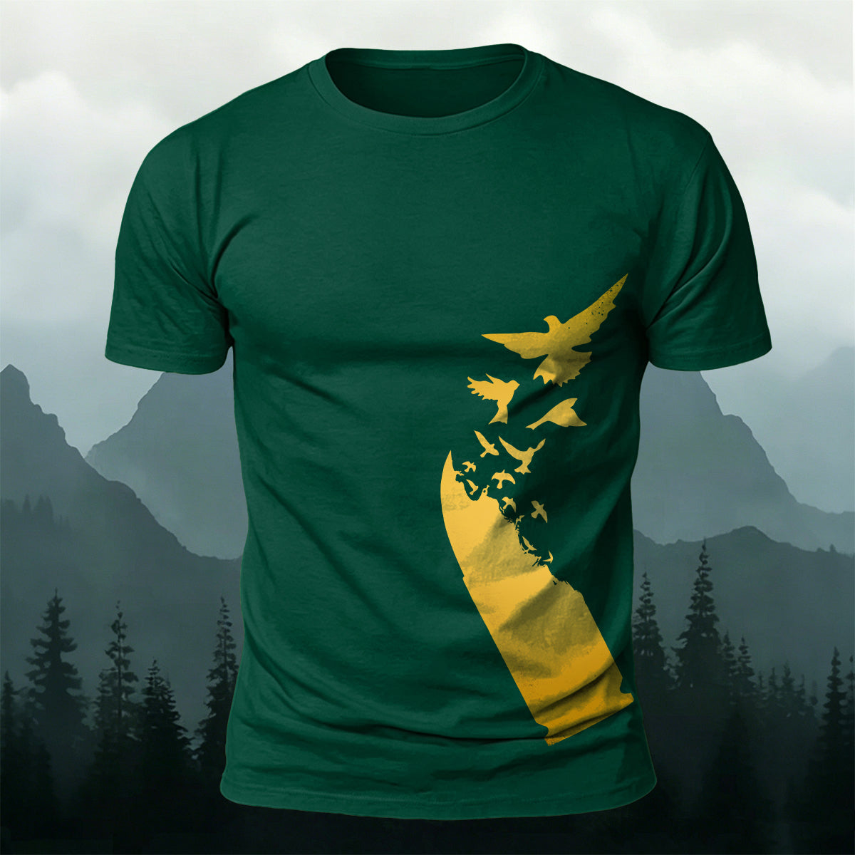 Bullet Dissolve To Birds Premium Cotton Casual T-Shirt