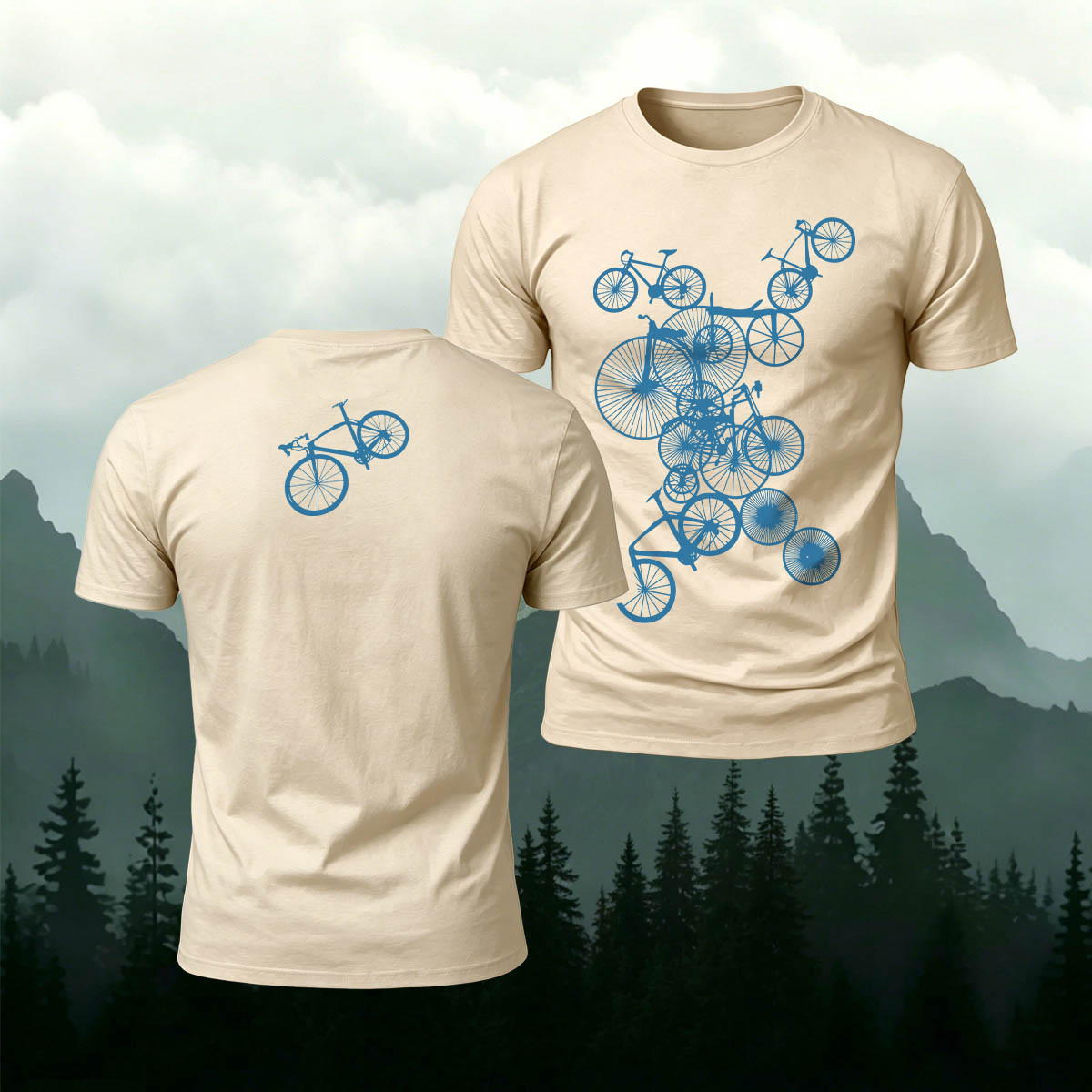 Cycling Lover Bicycle Silhouette Premium Cotton Tee