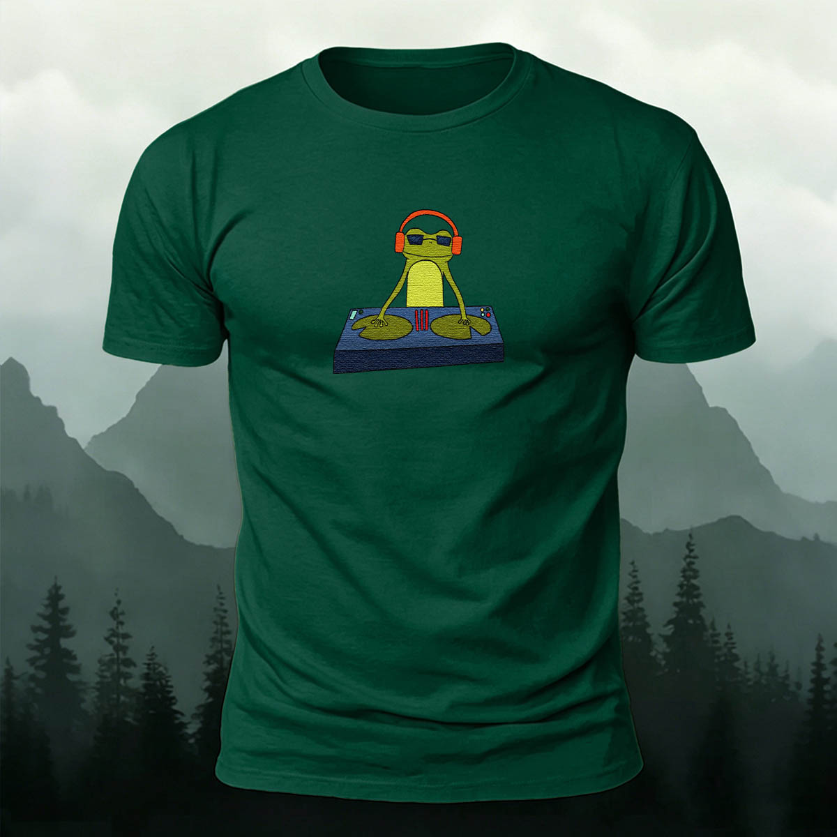 Funny DJ Frog Print Premium Cotton Casual T-Shirt