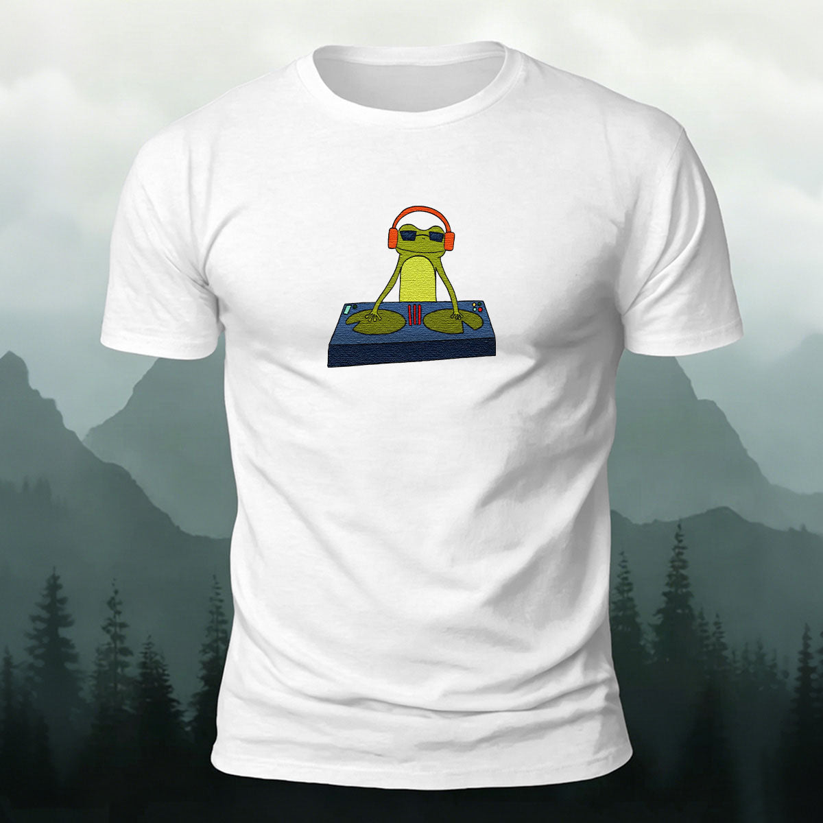 Funny DJ Frog Print Premium Cotton Casual T-Shirt