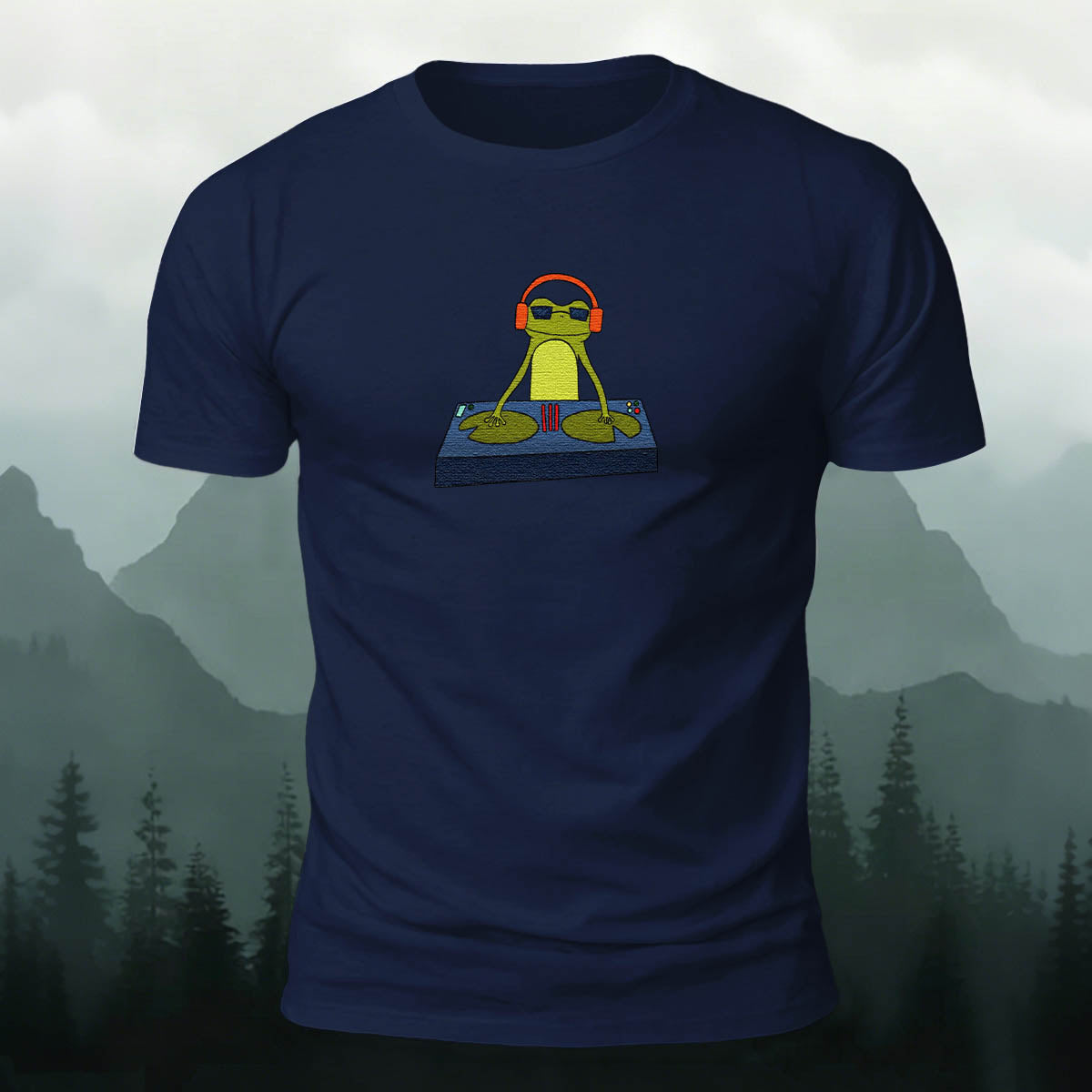 Funny DJ Frog Print Premium Cotton Casual T-Shirt