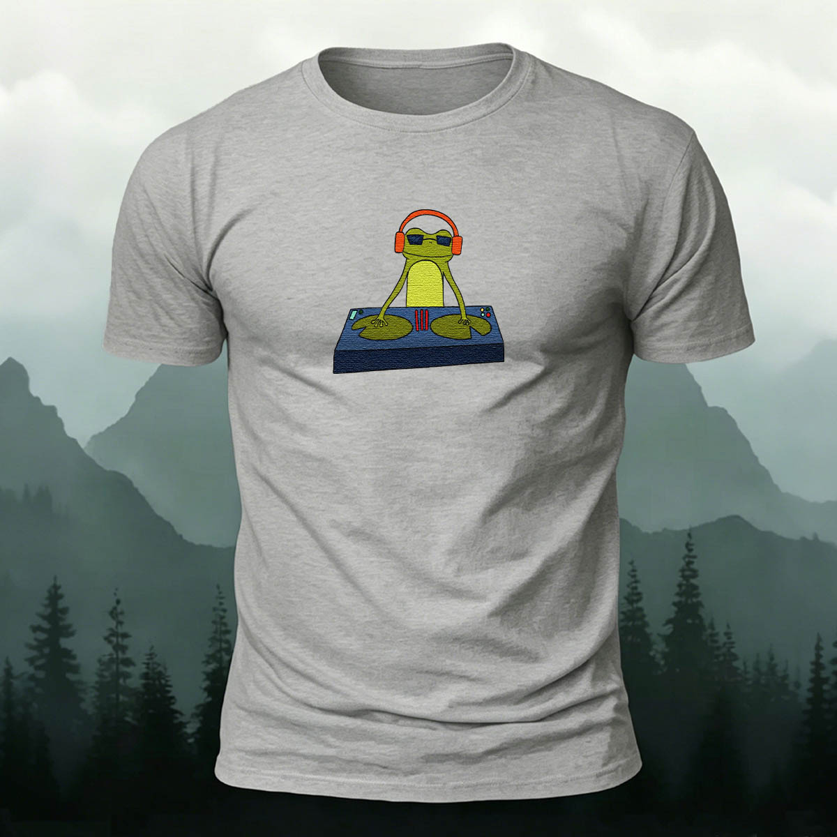 Funny DJ Frog Print Premium Cotton Casual T-Shirt