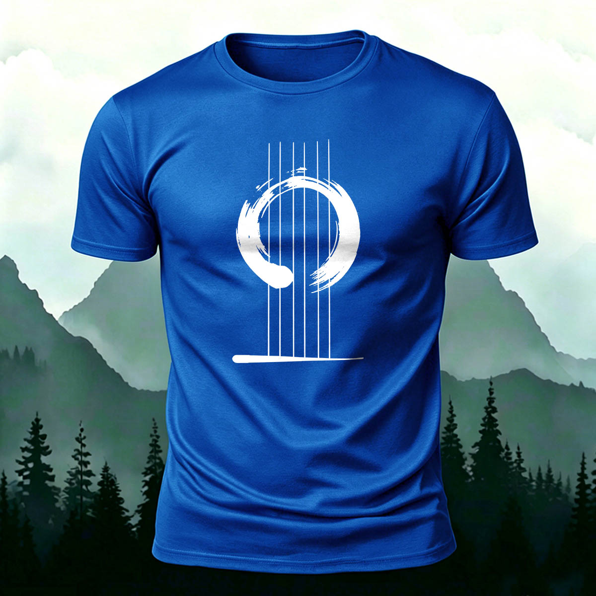 ミニマリスト ギター 禅 アート グラフィック プレミアムコットンTシャツ