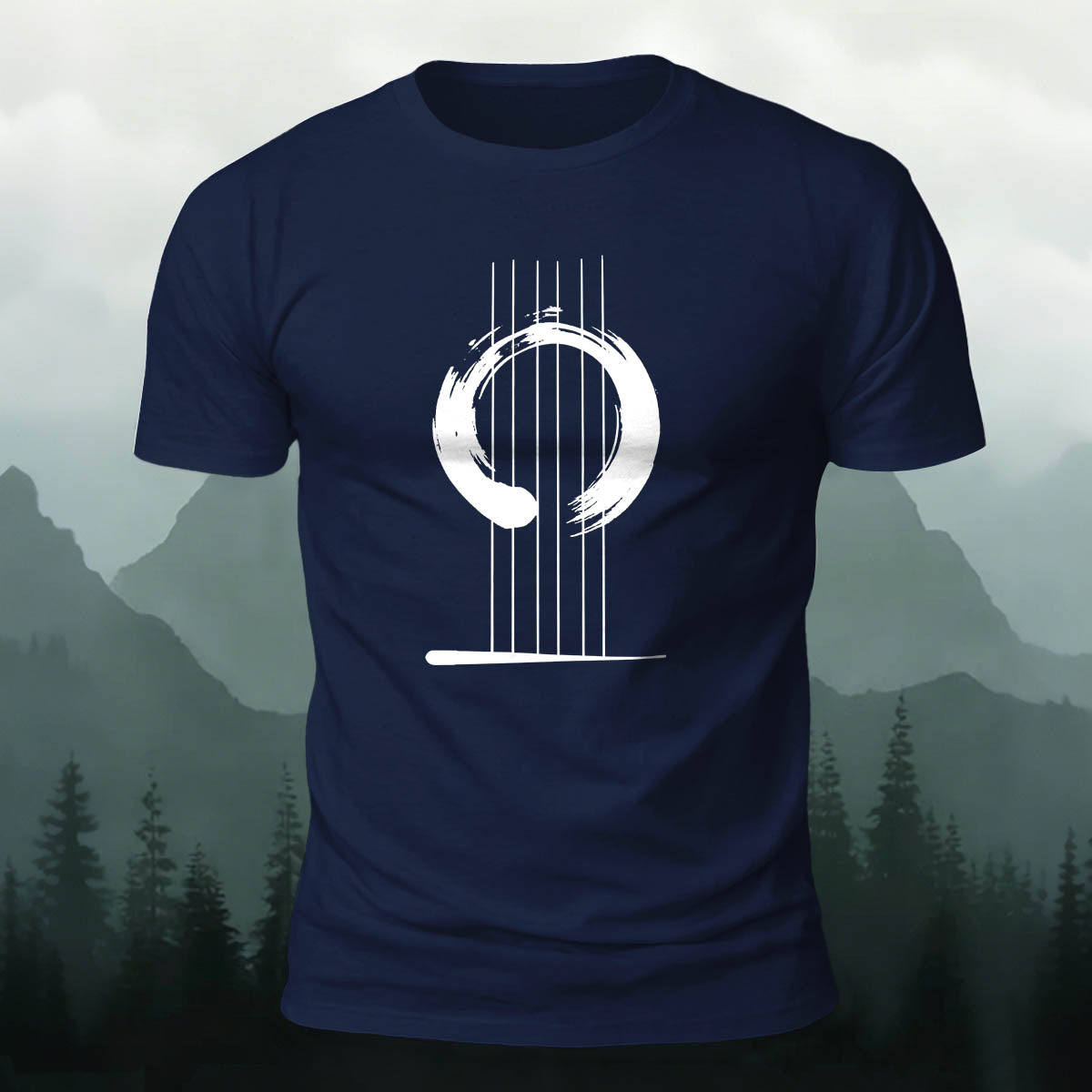 ミニマリスト ギター 禅 アート グラフィック プレミアムコットンTシャツ
