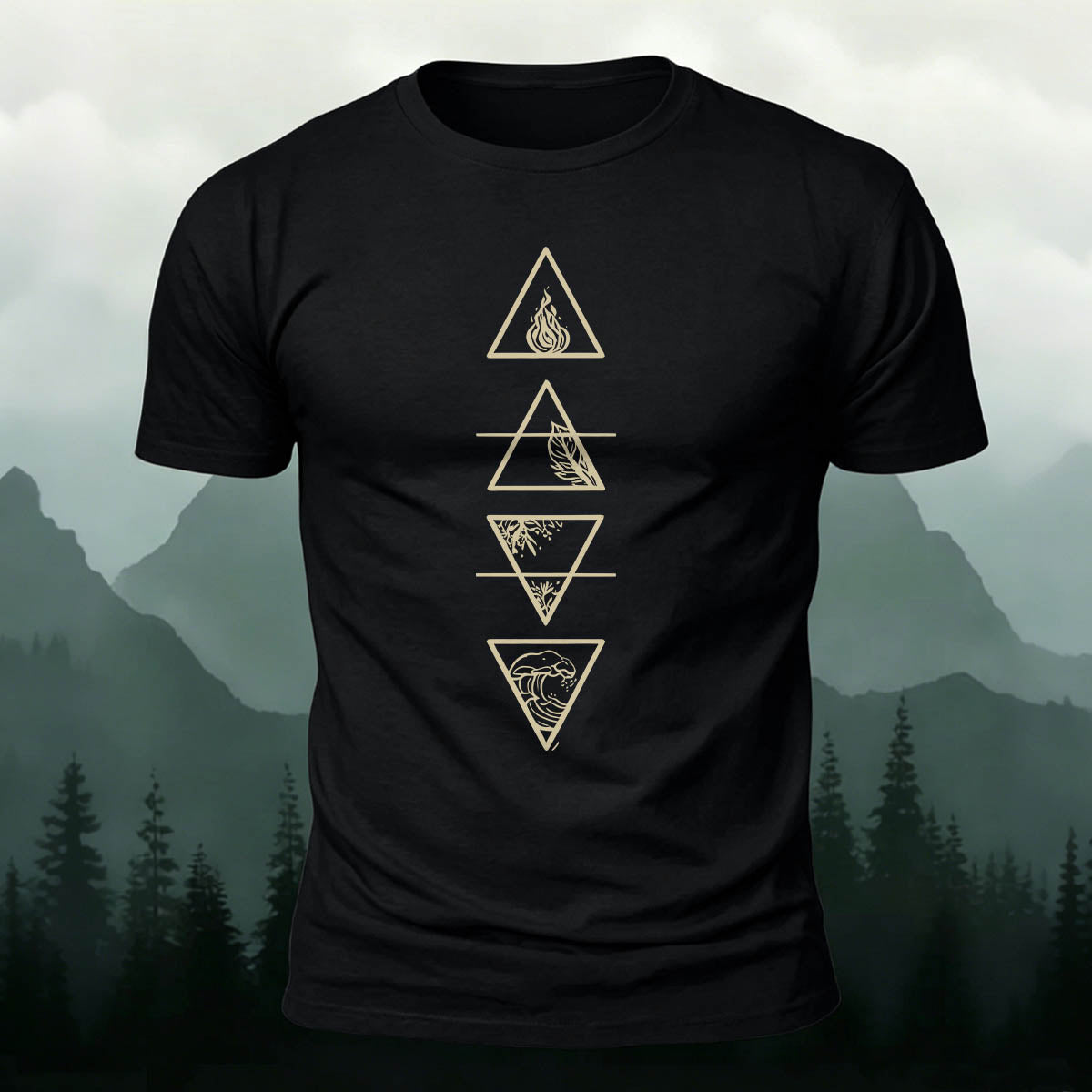 Four Elements Triangle Symbols Premium Cotton T-Shirt