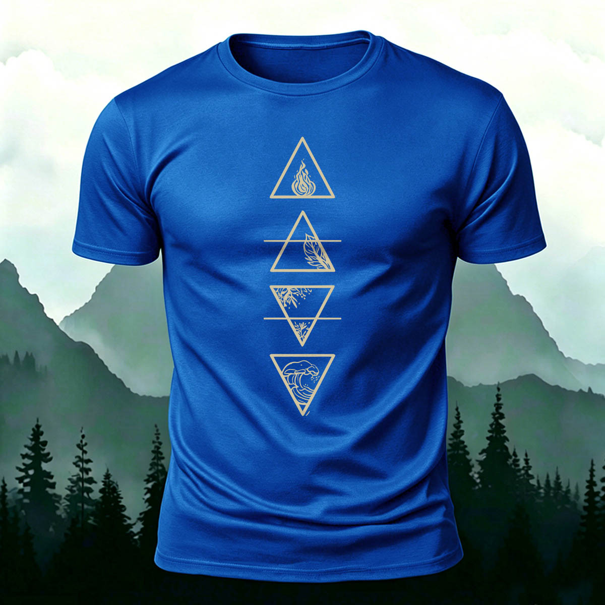 Four Elements Triangle Symbols Premium Cotton T-Shirt