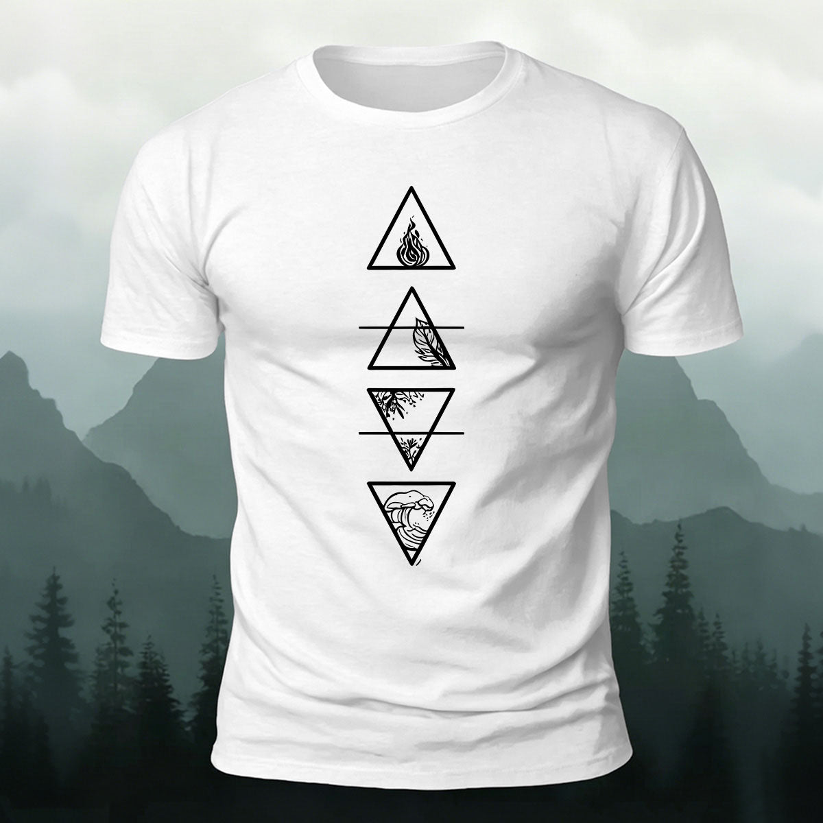 Four Elements Triangle Symbols Premium Cotton T-Shirt