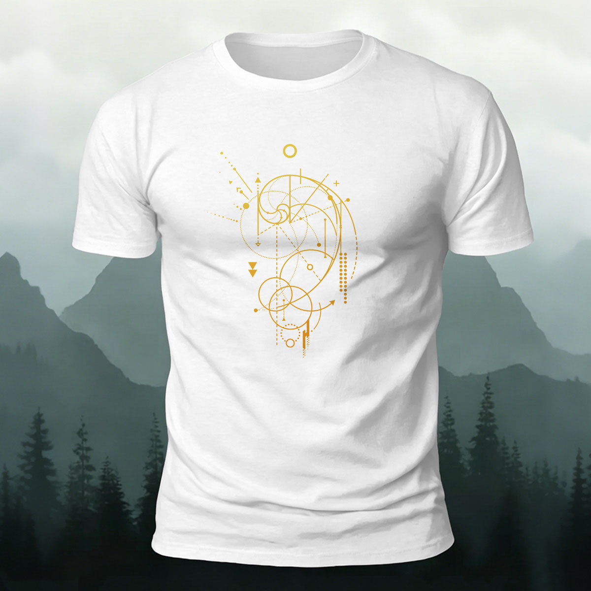 Geometric Spiral Star Map Premium Cotton Casual Tee