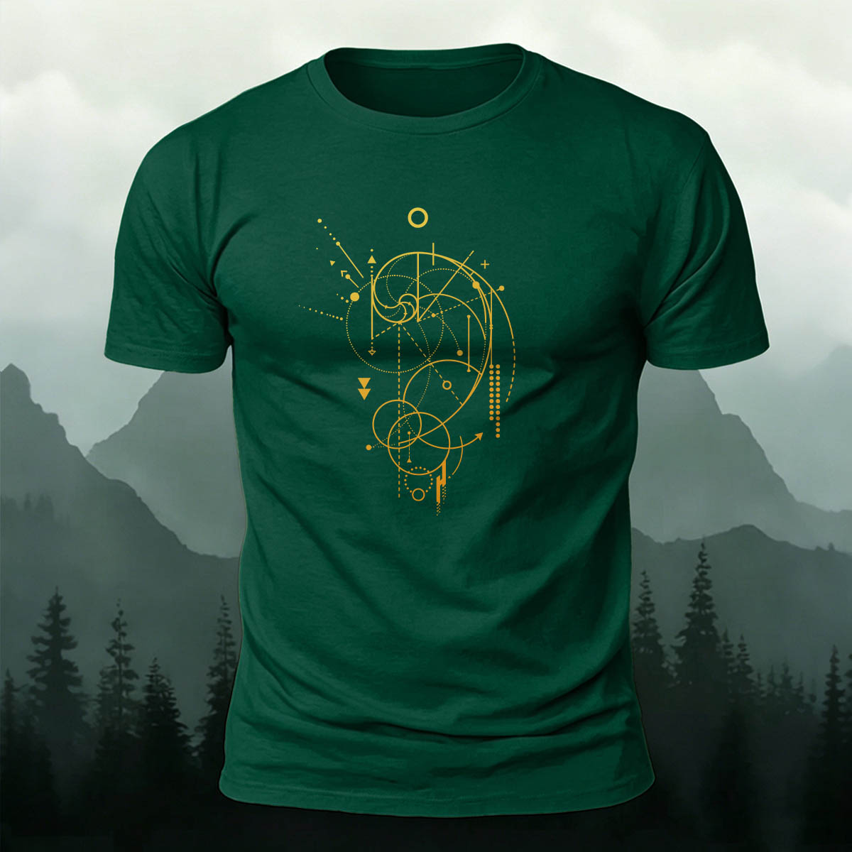 Geometric Spiral Star Map Premium Cotton Casual Tee