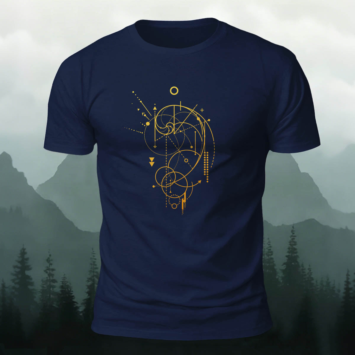 Geometric Spiral Star Map Premium Cotton Casual Tee