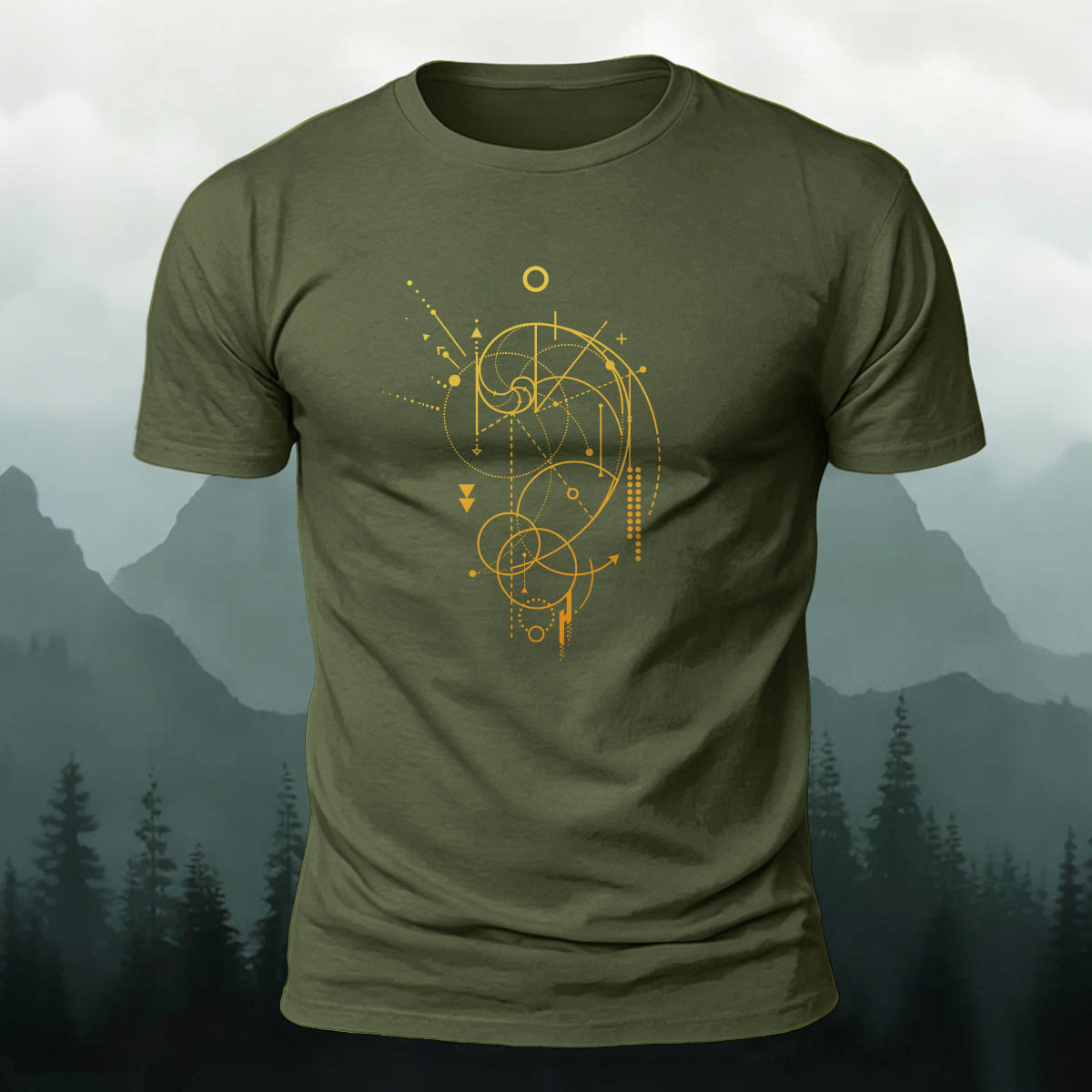 Geometric Spiral Star Map Premium Cotton Casual Tee