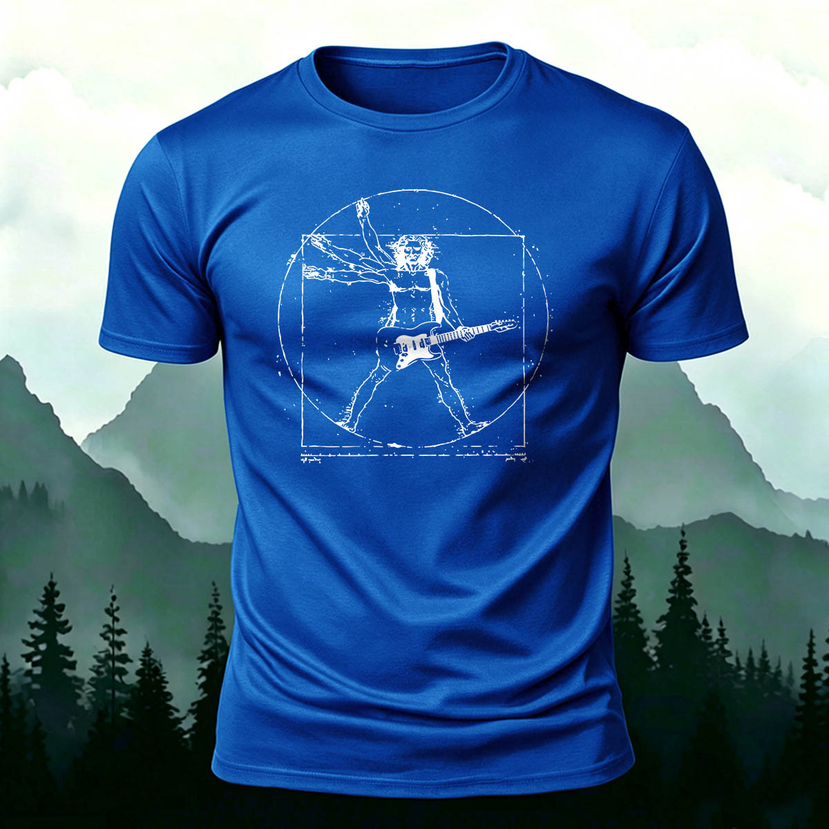 Vitruvian Man Guitar Rock Premium Cotton Tee