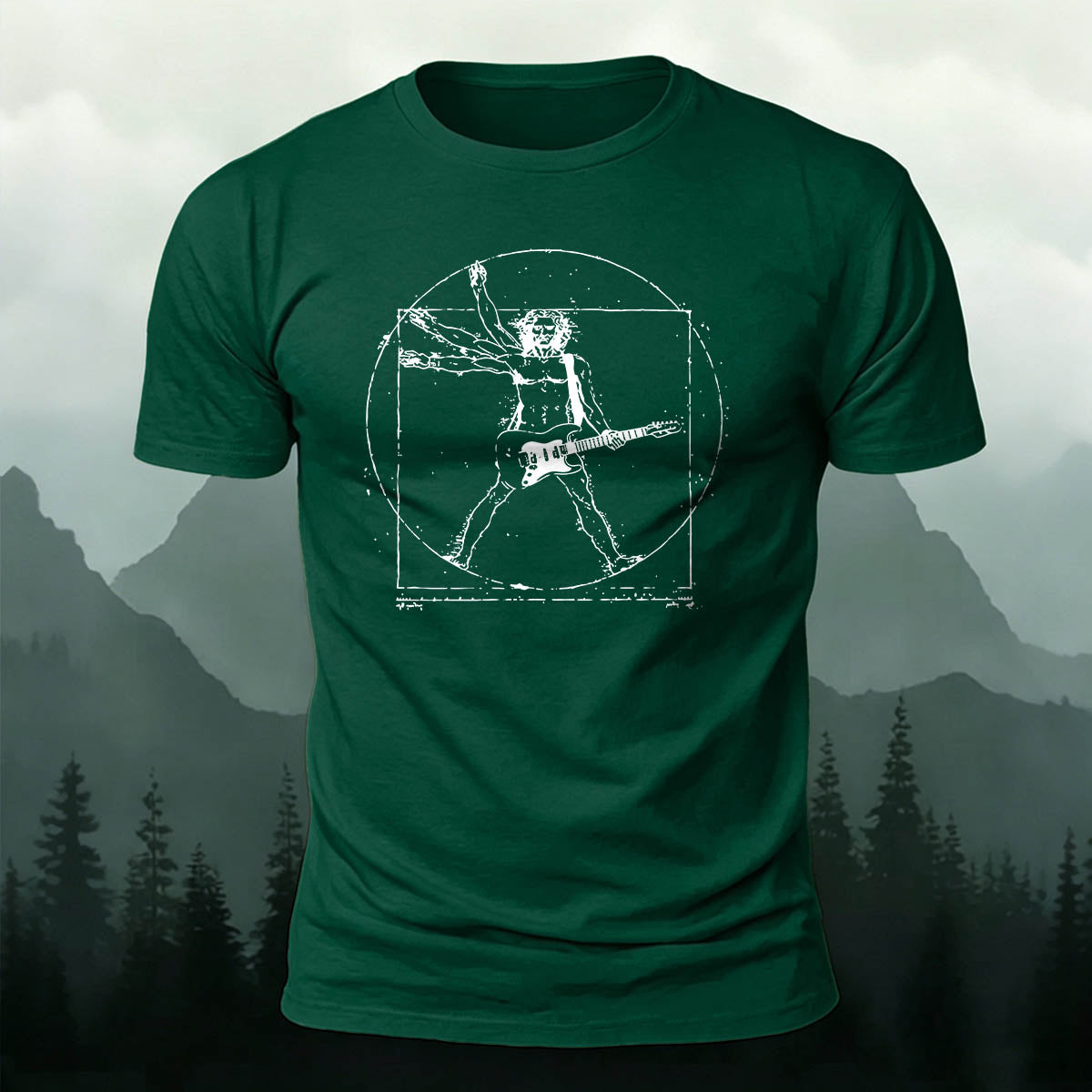 Vitruvian Man Guitar Rock Premium Cotton Tee