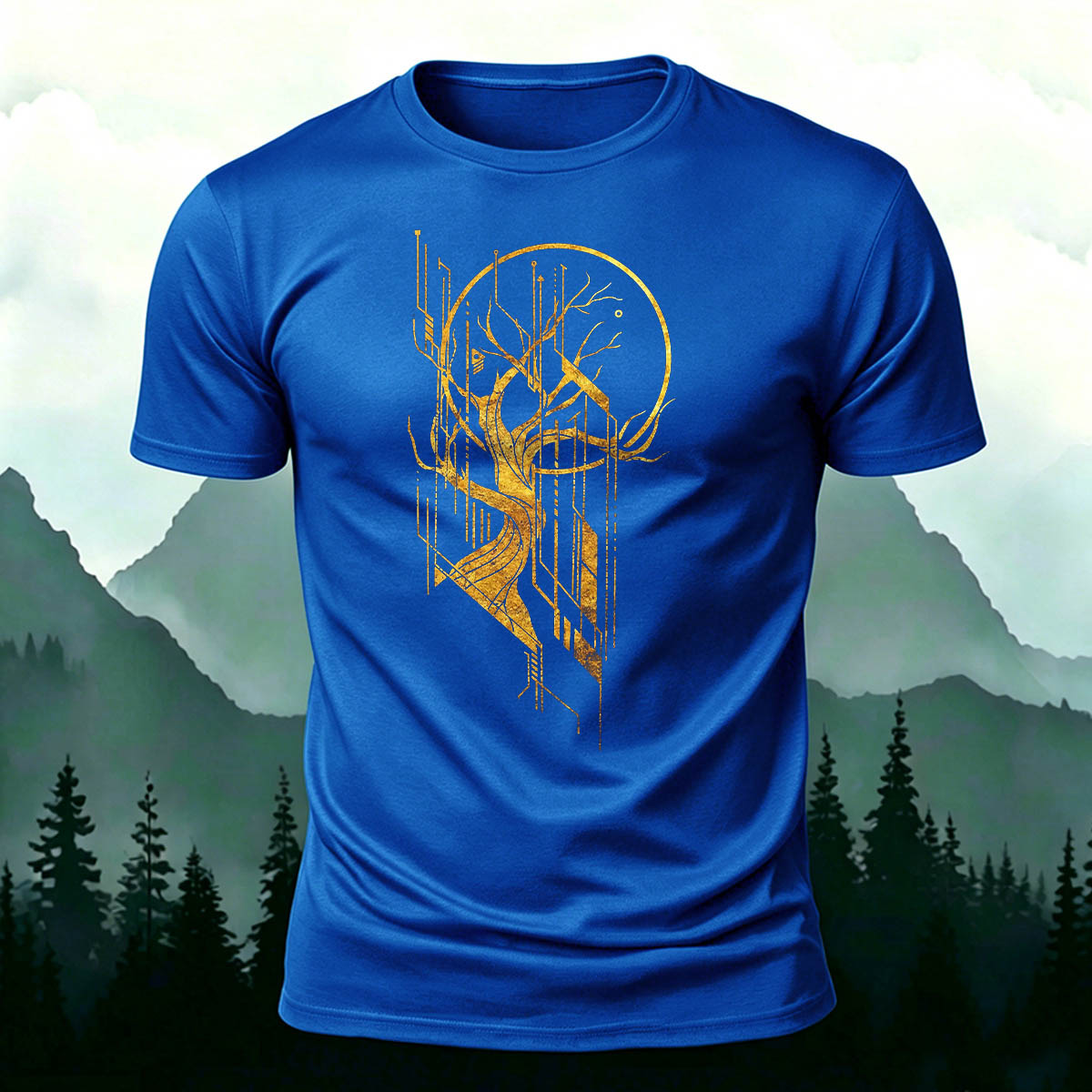 Tech And Nature Tree Premium Cotton Casual Tee