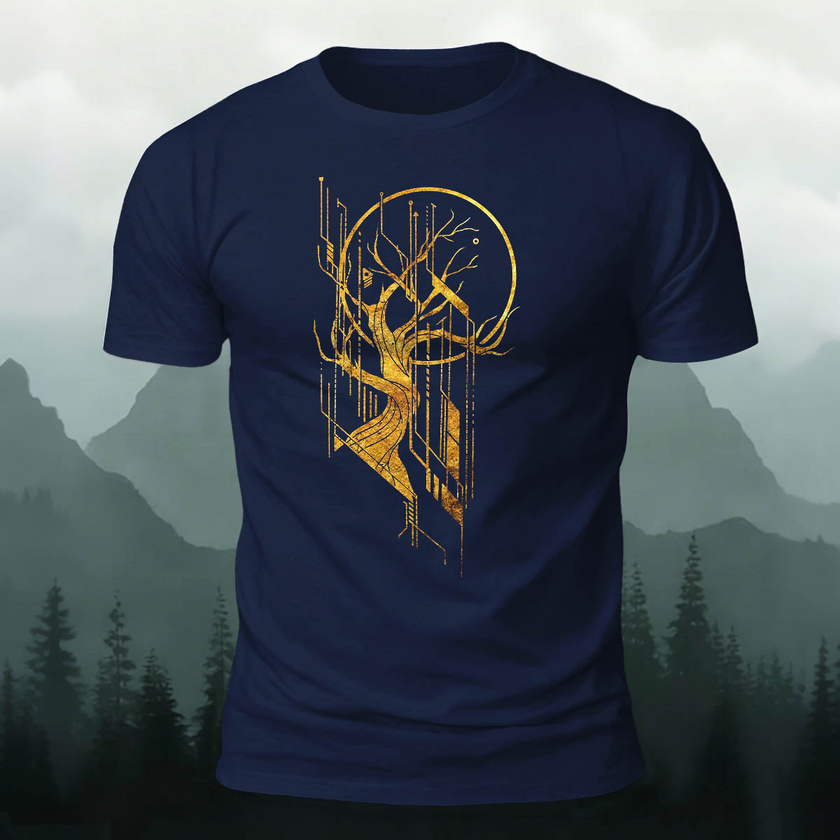 Tech And Nature Tree Premium Cotton Casual Tee