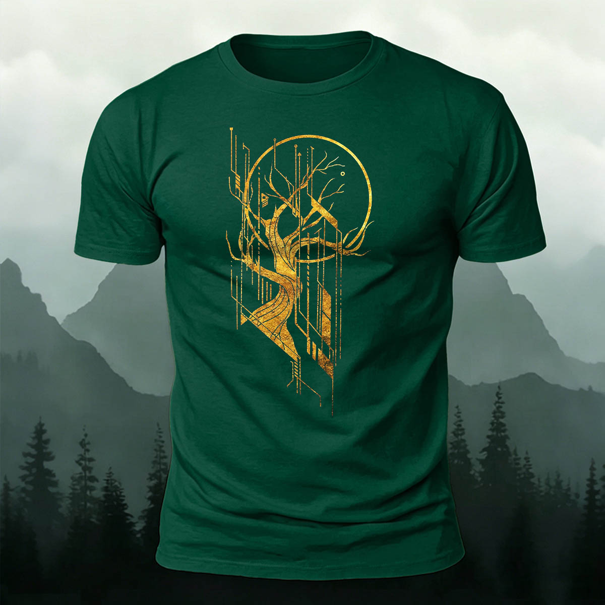 Tech And Nature Tree Premium Cotton Casual Tee