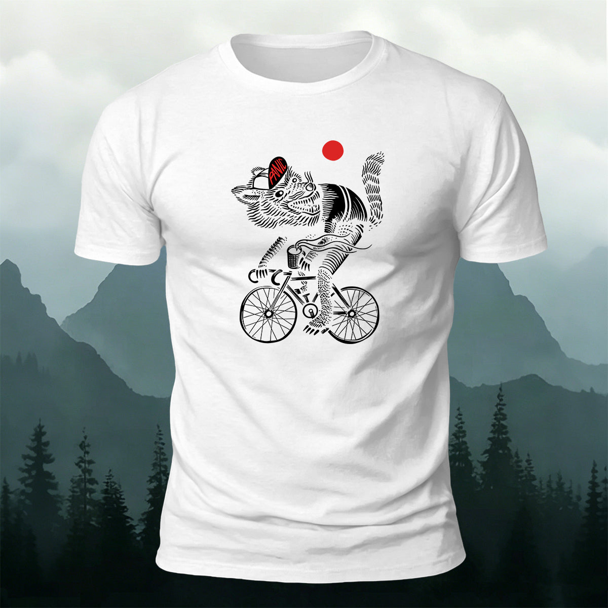 Retro Print Wolf Rider Art Premium Cotton T-Shirt