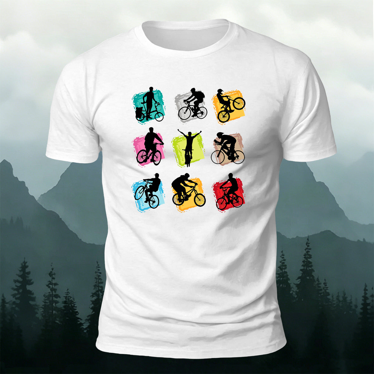 マルチカラー BMX サイクリング シルエット アウトドア カジュアル Tシャツ