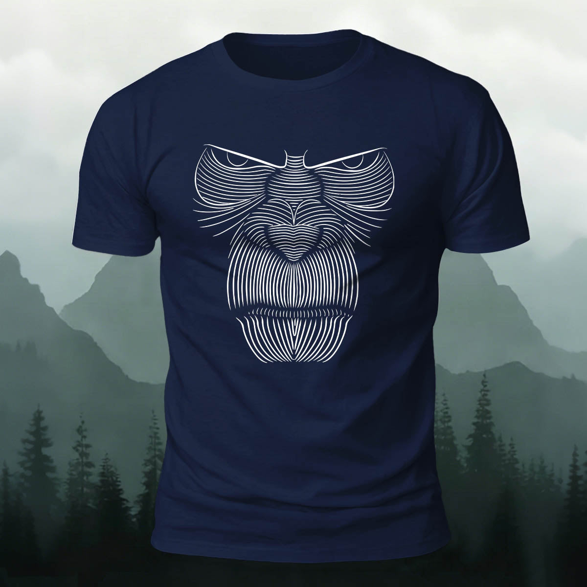 Linework Gorilla Face Casual Premium Cotton T-Shirt