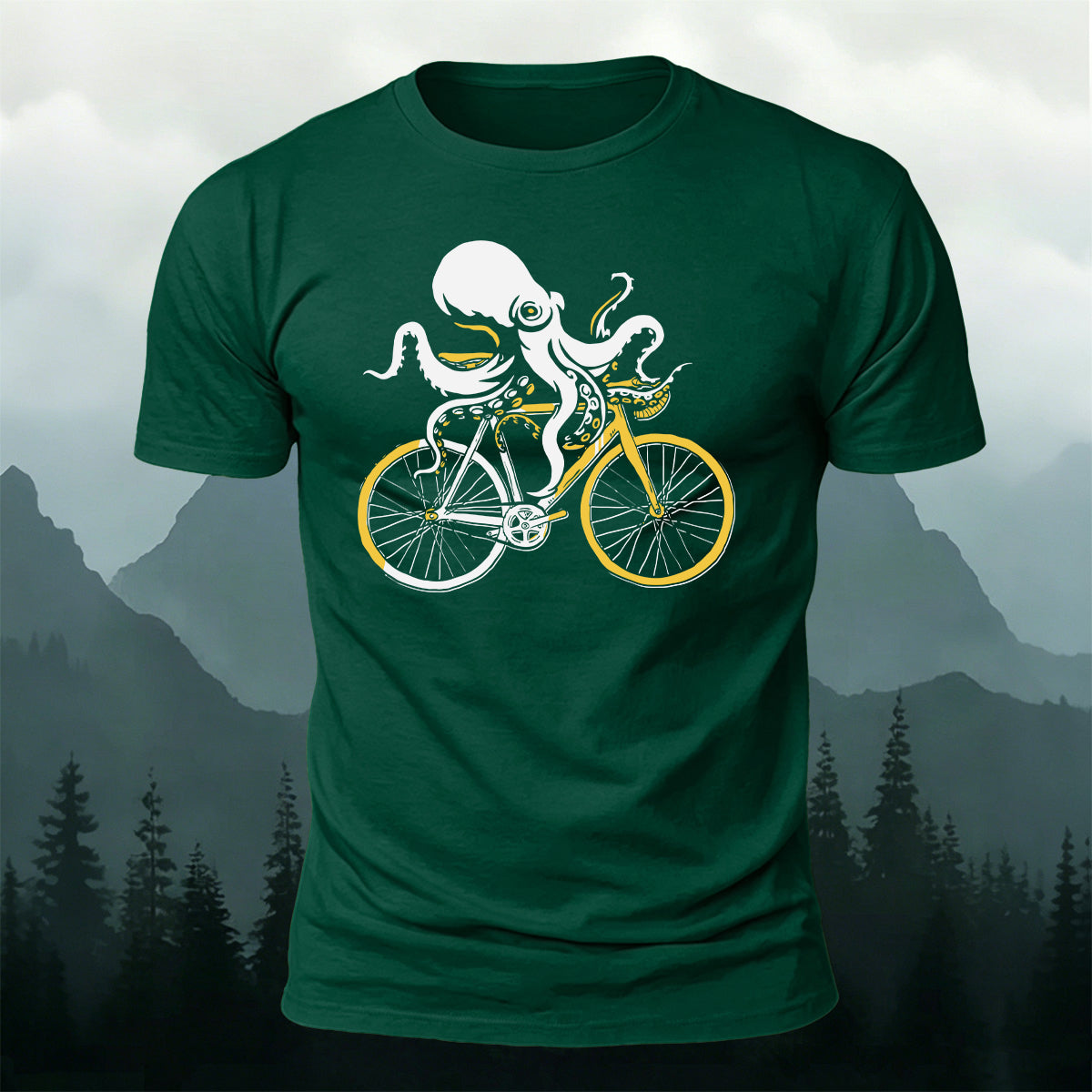 Funny Octopus Cyclist Casual Premium Cotton T-Shirt
