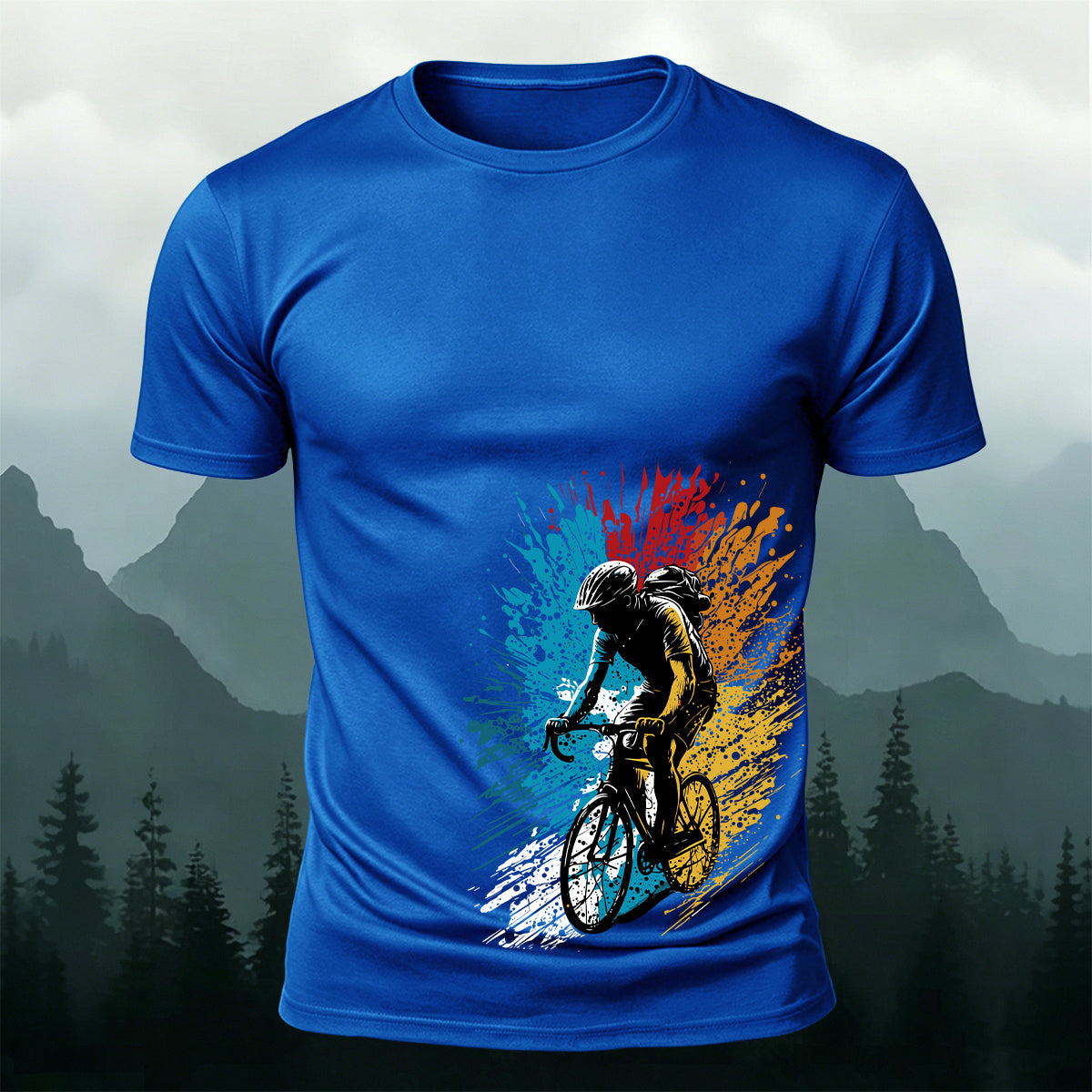 スプラッシュペイント サイクリスト アウトドア プレミアムコットンTシャツ