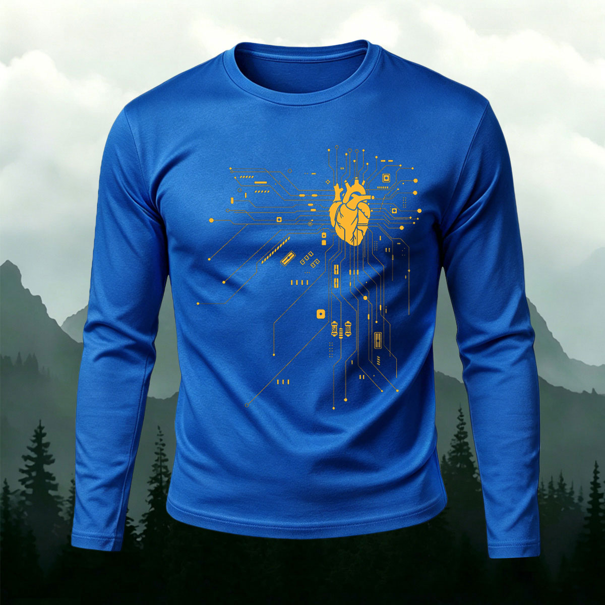 Circuit Board Tech Heart Cyberpunk Long Sleeve Tee