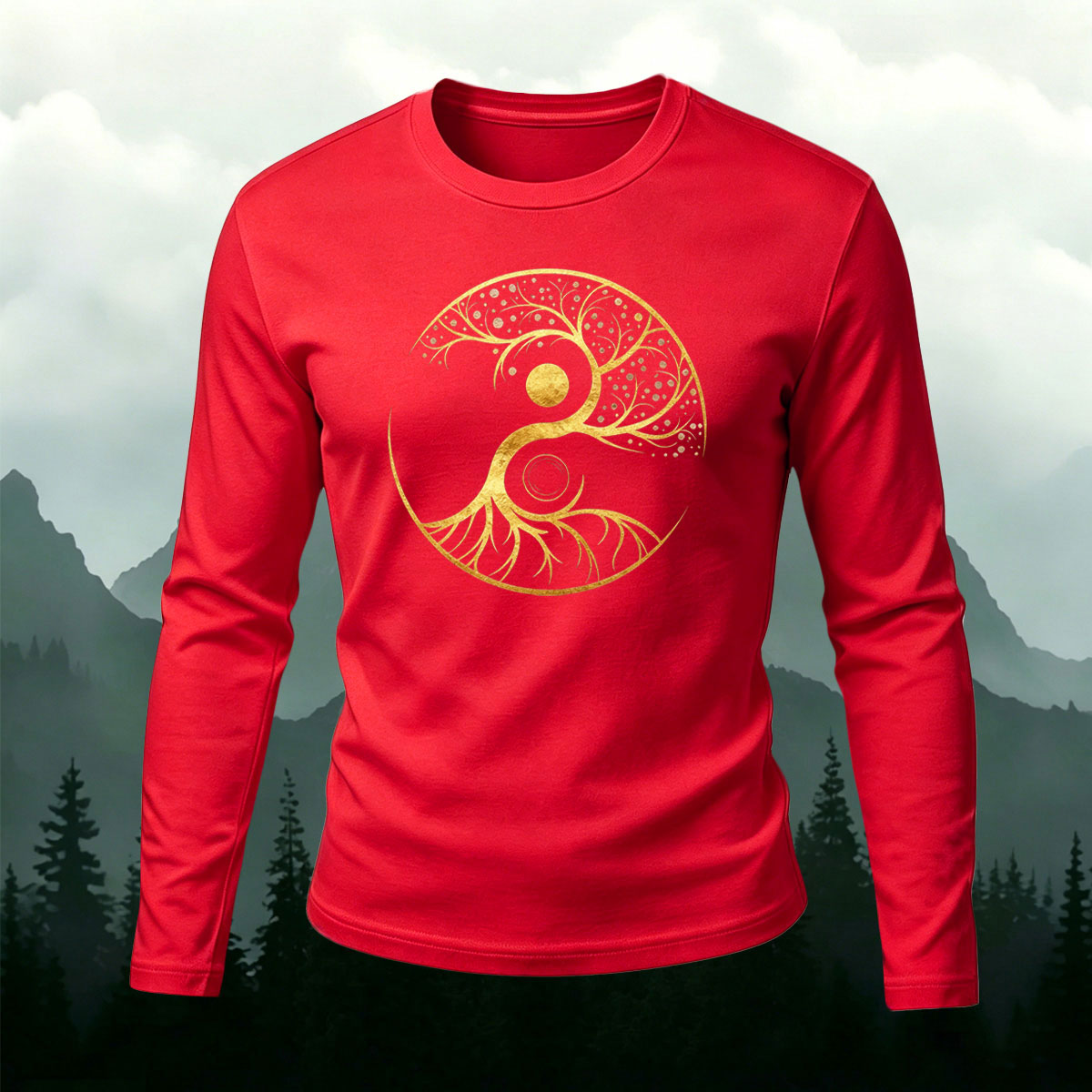 Yin Yang Tree of Life Minimal Long Sleeve T-Shirt