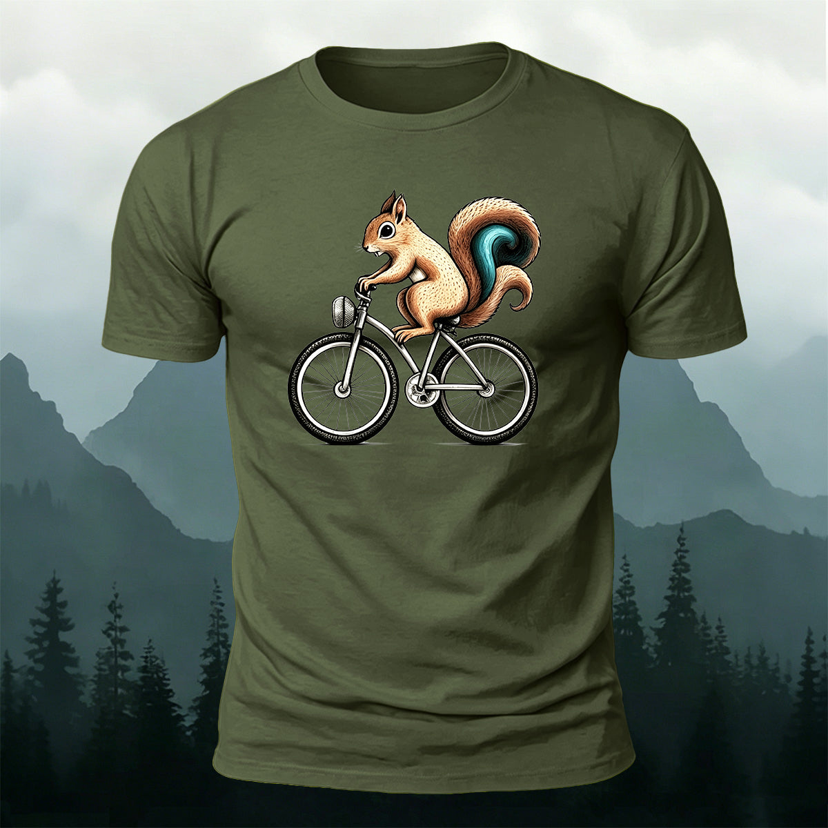 Cute Squirrel Cyclist Casual Premium Cotton T-Shirt
