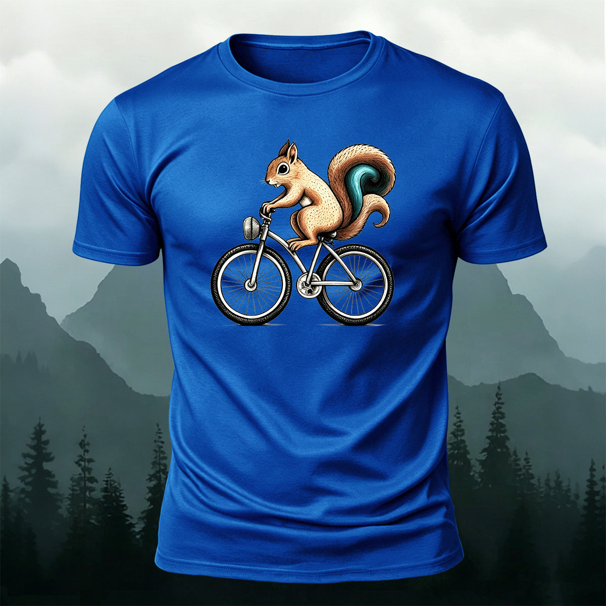Cute Squirrel Cyclist Casual Premium Cotton T-Shirt