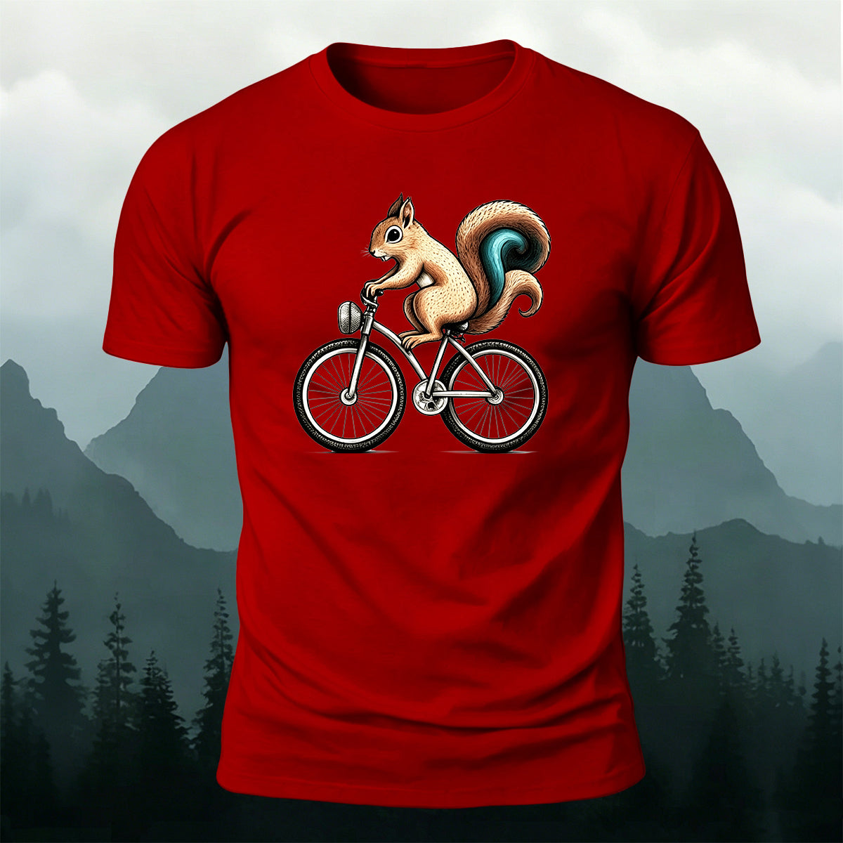Cute Squirrel Cyclist Casual Premium Cotton T-Shirt