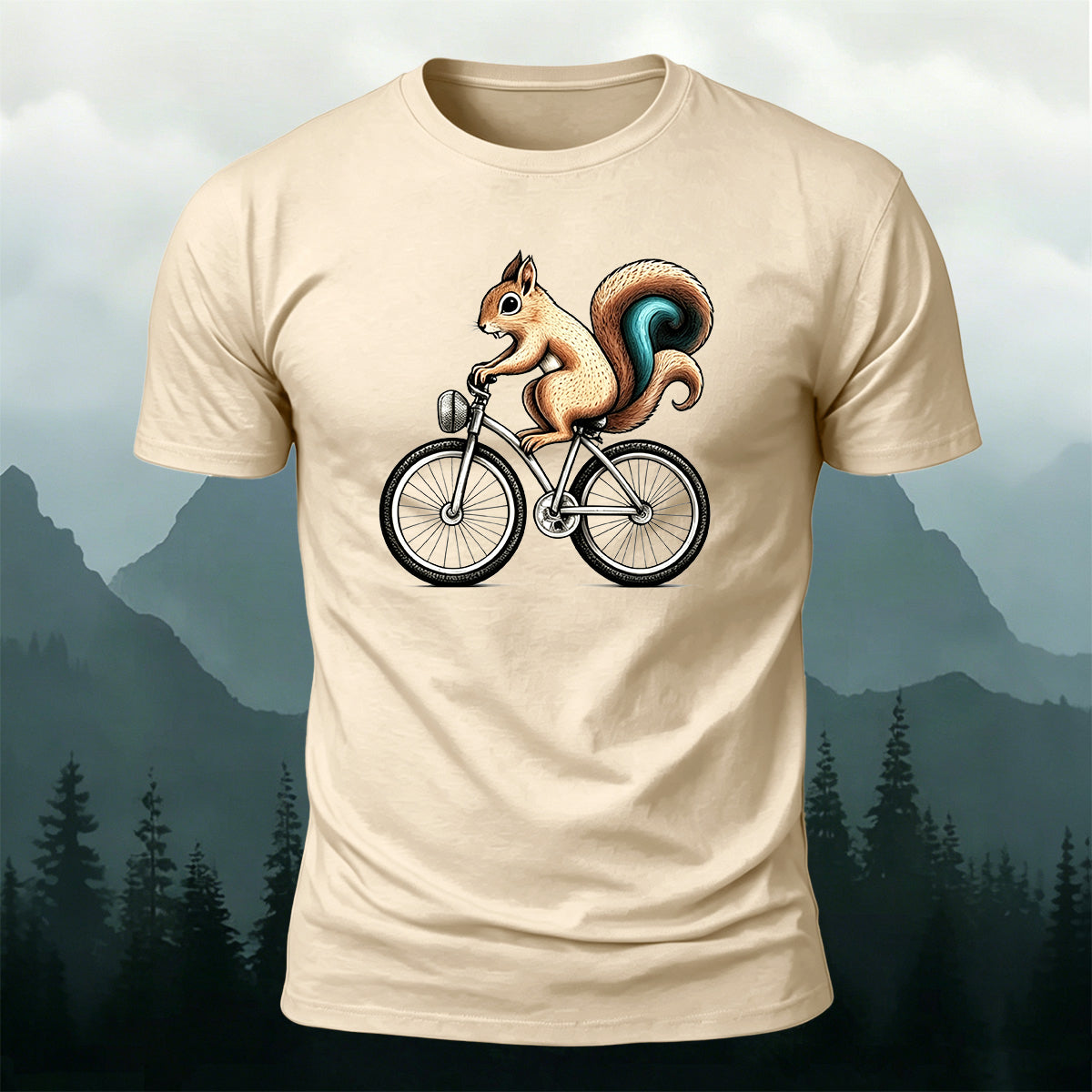Cute Squirrel Cyclist Casual Premium Cotton T-Shirt