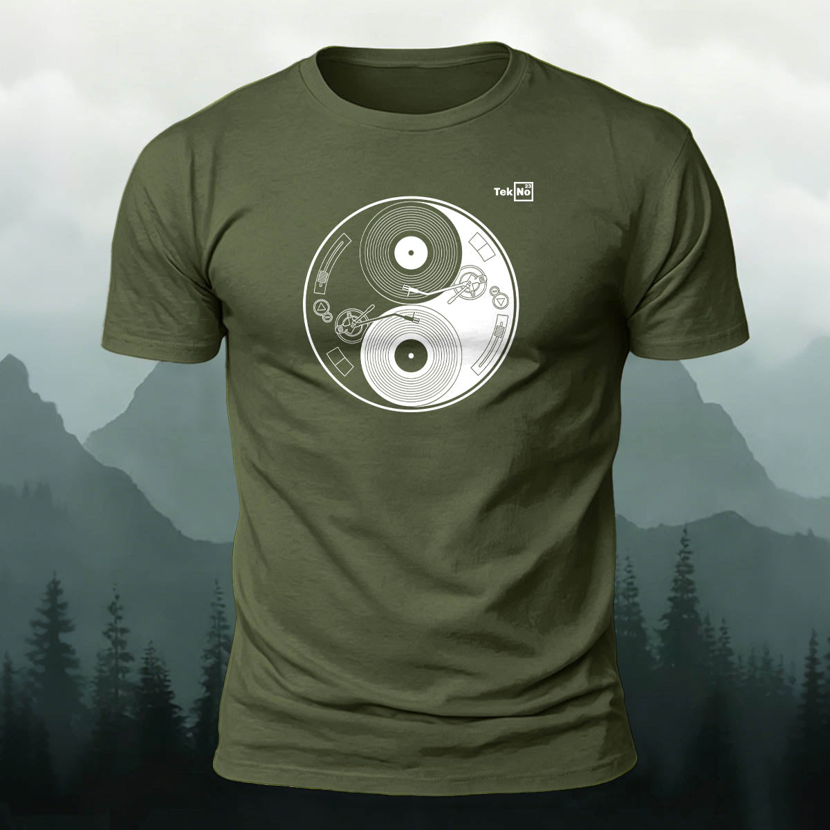 Retro Vinyl Yin Yang Graphic Premium Cotton Tee