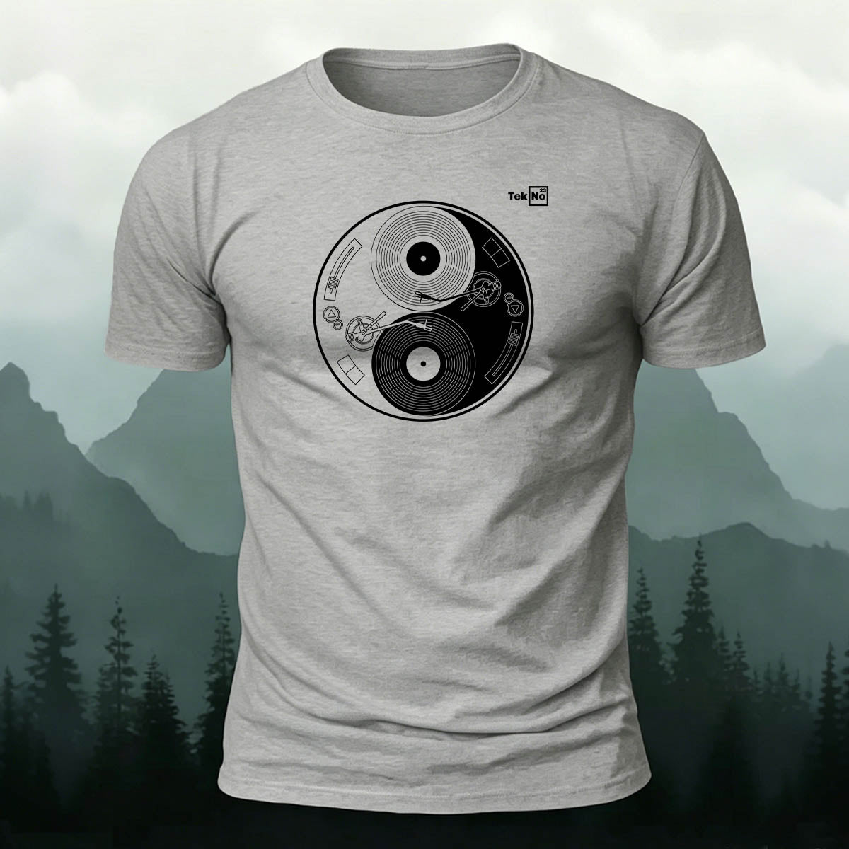 Retro Vinyl Yin Yang Graphic Premium Cotton Tee