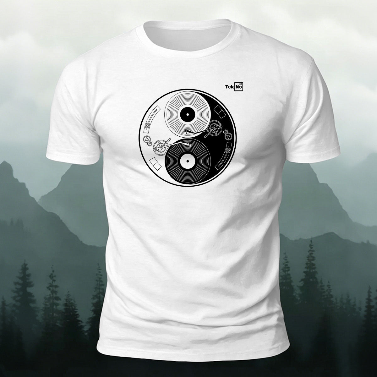 Retro Vinyl Yin Yang Graphic Premium Cotton Tee