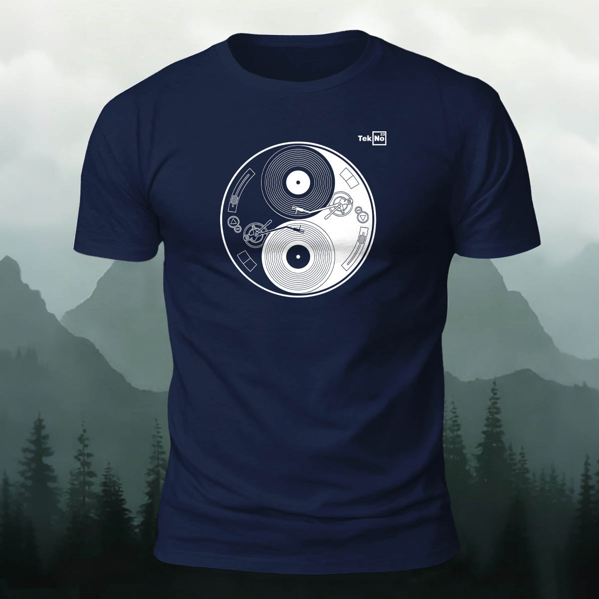 Retro Vinyl Yin Yang Graphic Premium Cotton Tee