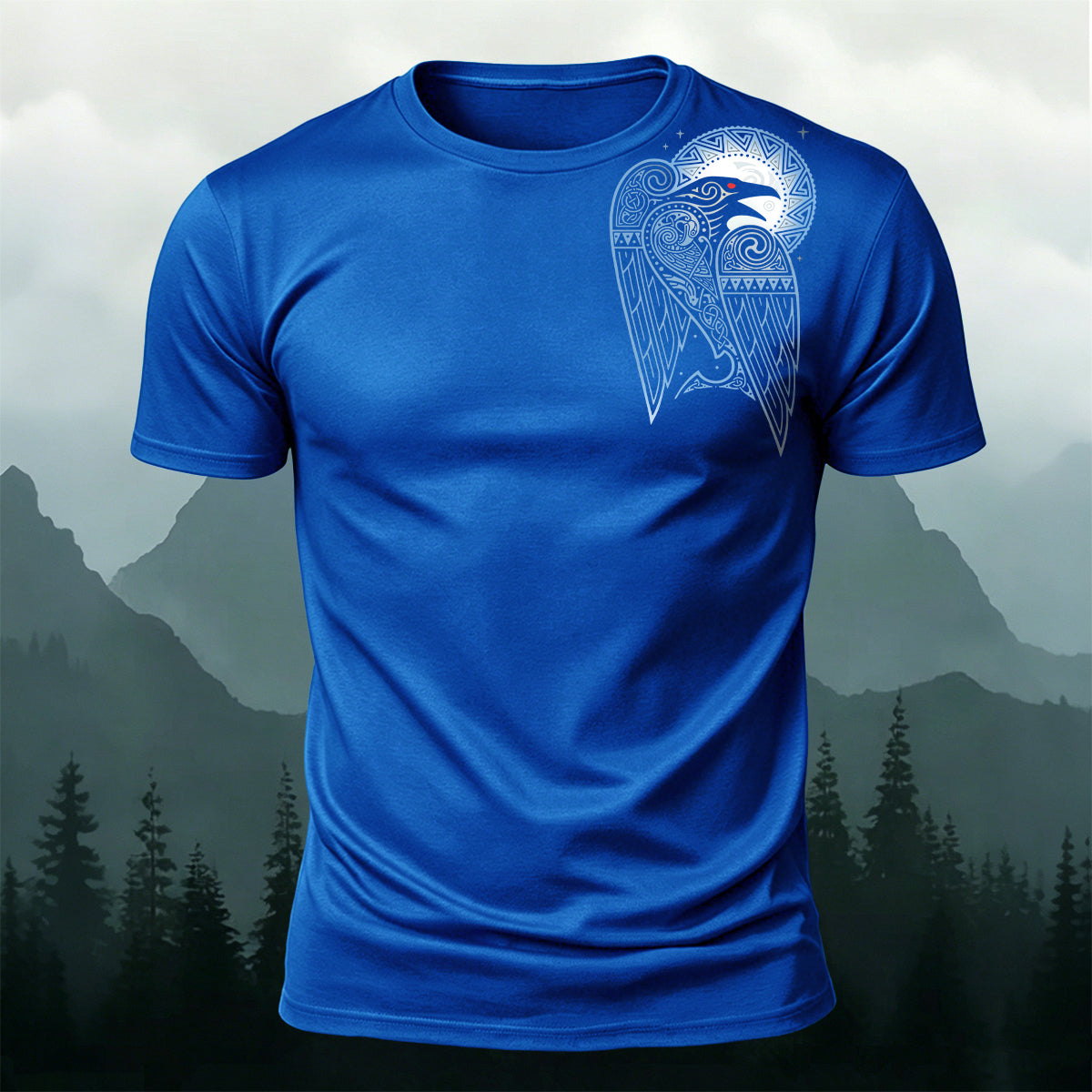Viking Shoulder Raven Moon Premium Cotton Tee
