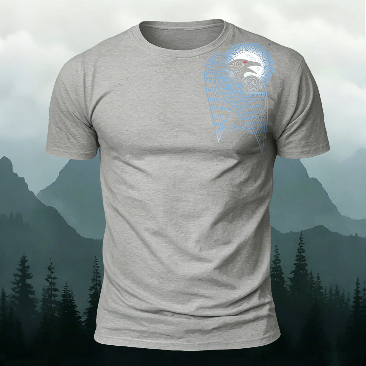 Viking Shoulder Raven Moon Premium Cotton Tee