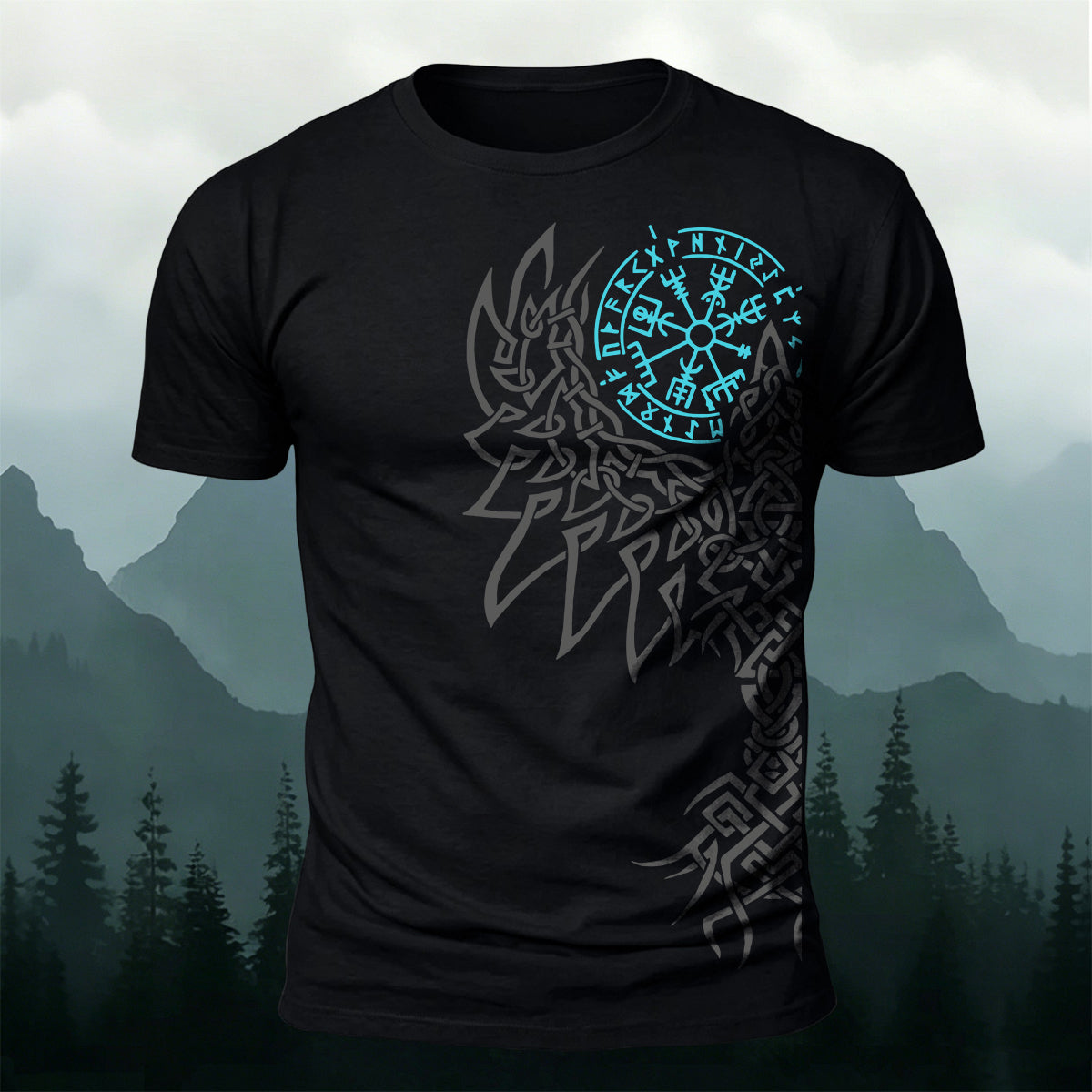 Viking Wolf Knotwork Casual Premium Cotton T-Shirt