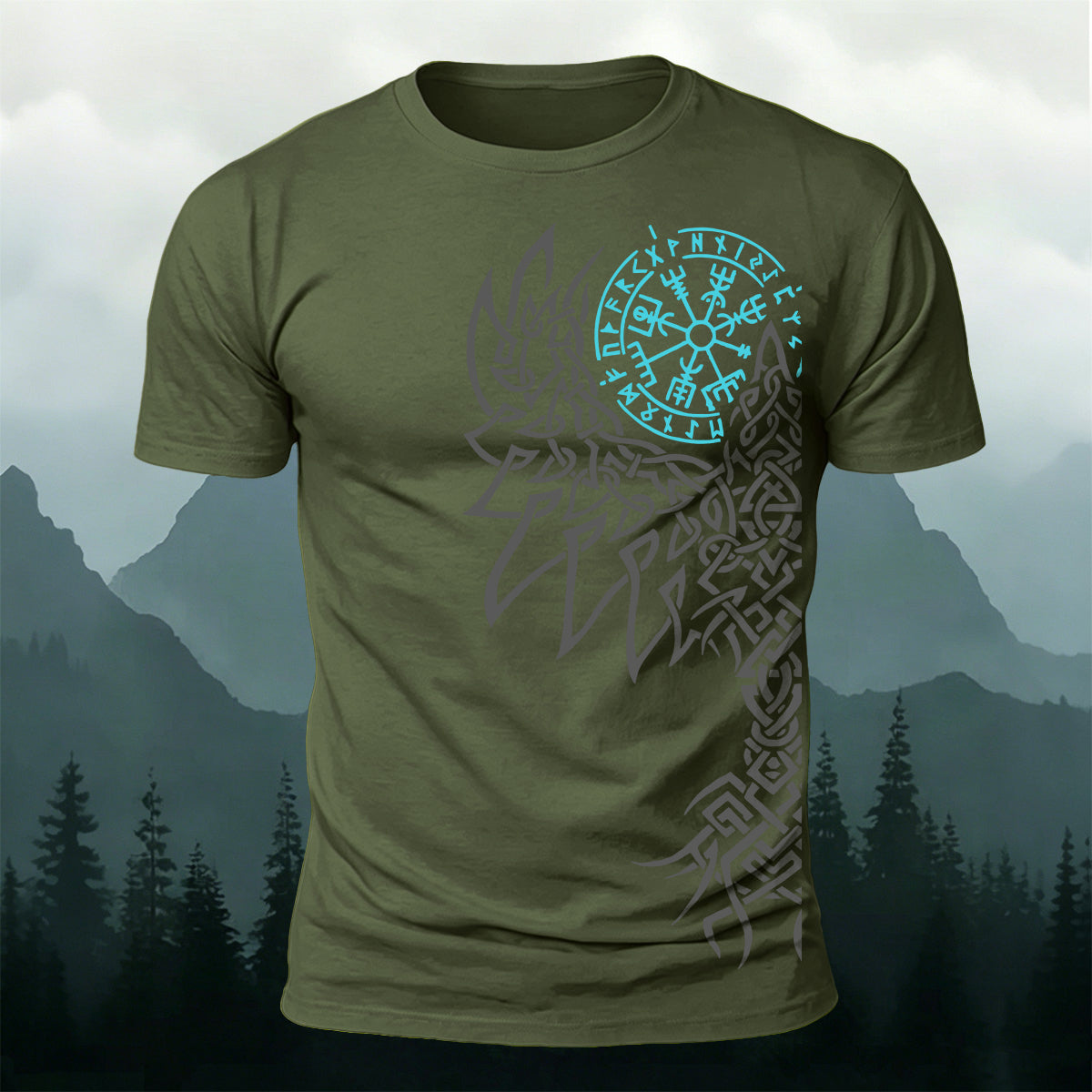 Viking Wolf Knotwork Casual Premium Cotton T-Shirt