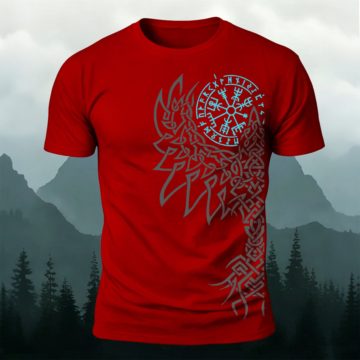 Viking Wolf Knotwork Casual Premium Cotton T-Shirt