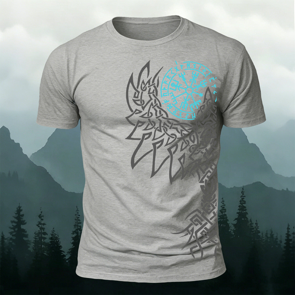 Viking Wolf Knotwork Casual Premium Cotton T-Shirt